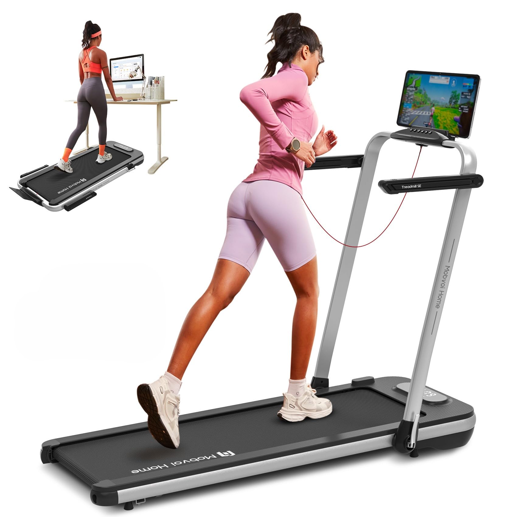 Mobvoi Home Treadmill SE Tapis Roulant AI Intelligente Elettrico 1-12km/h Pieghevole 3 in 1 Tappetino da Passeggio Portatile Compatto da 2,5 HP con Display LED Telecomando TicSports APP 120 kg