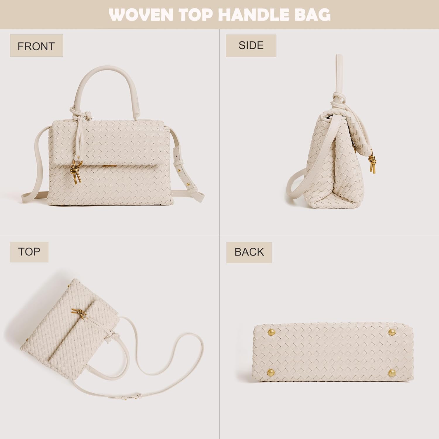 Woven Crossbody Bag for Women, Top Handle Satchel Purse Shoulder Handbag, Woven Handbag - Image 5