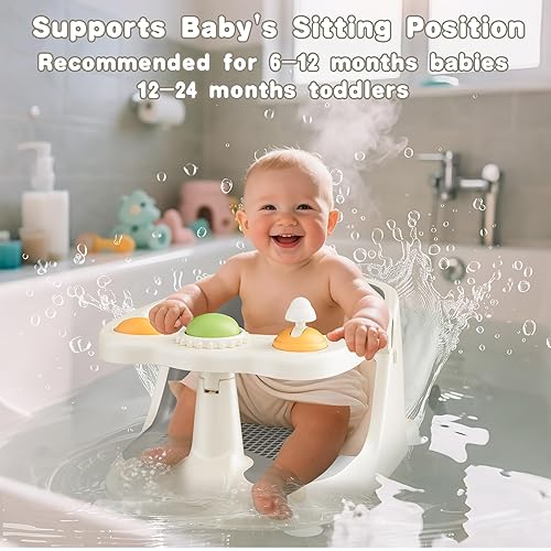 Miniatura 3 de Asiento de baño para bebés de 6 meses en adelante, asientos de baño para bebés sentados, asiento de baño antideslizante para niños pequeños y bebés,