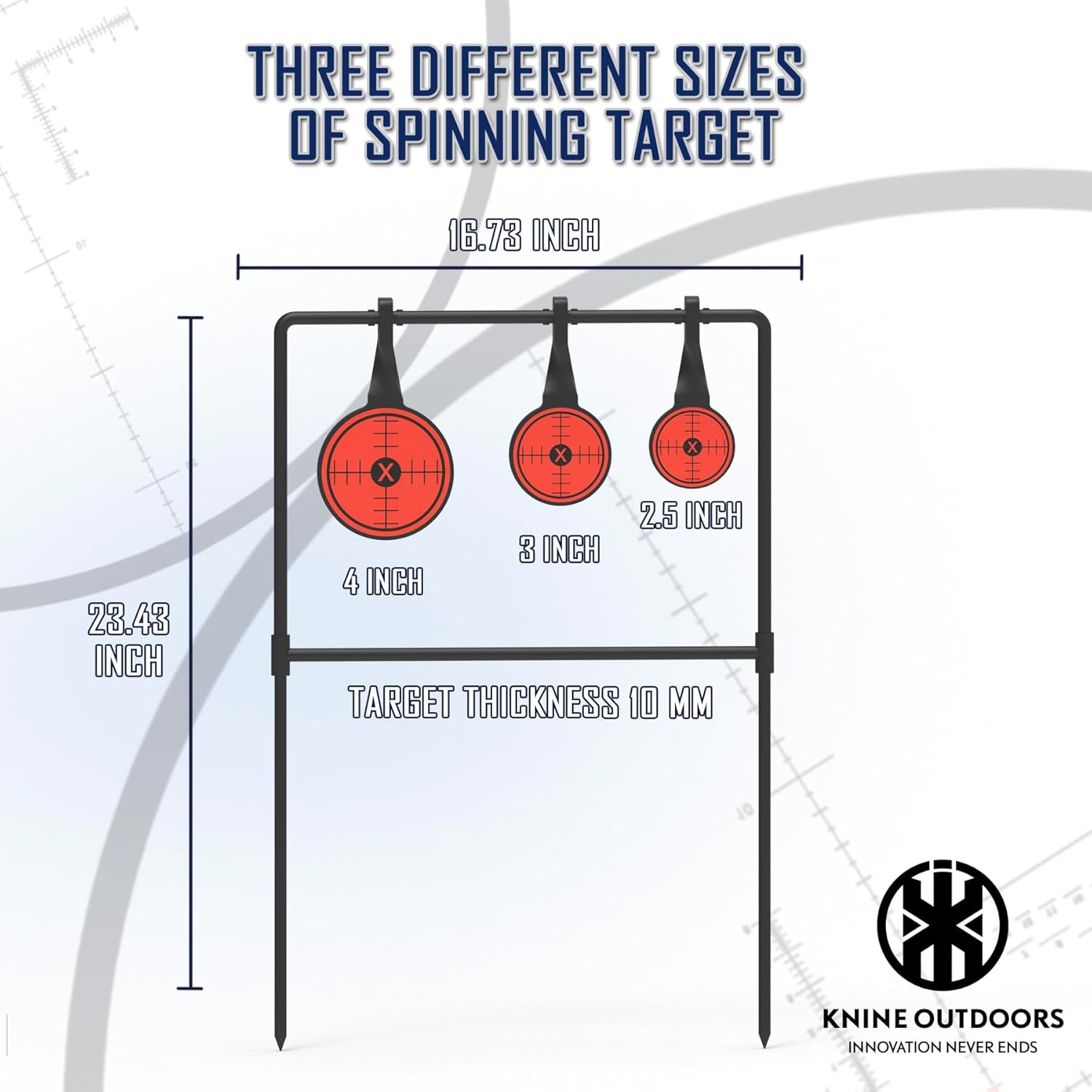 KNINE OUTDOORS Spinner Metal Targets for Shooting, 3/8'' Thick Auto-Reset Steel, Heavy Duty for .44 Magnum Centerfire Handguns, Outdoor Range Practice
