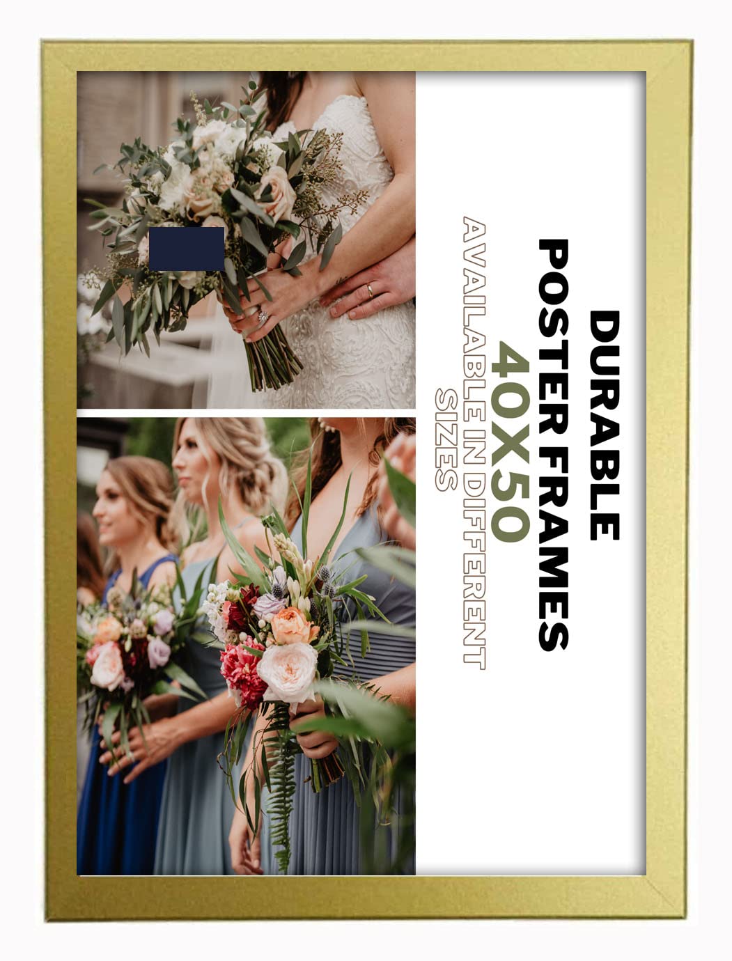 DEALS ON DEAL Durable 40X50 CM Gold Solid MDF Wood Photo Frame, Certificate Frame, Document Frame Solid Wood with perspex glass Safe & Eco-Friendly portrait & landscape for Home & Office