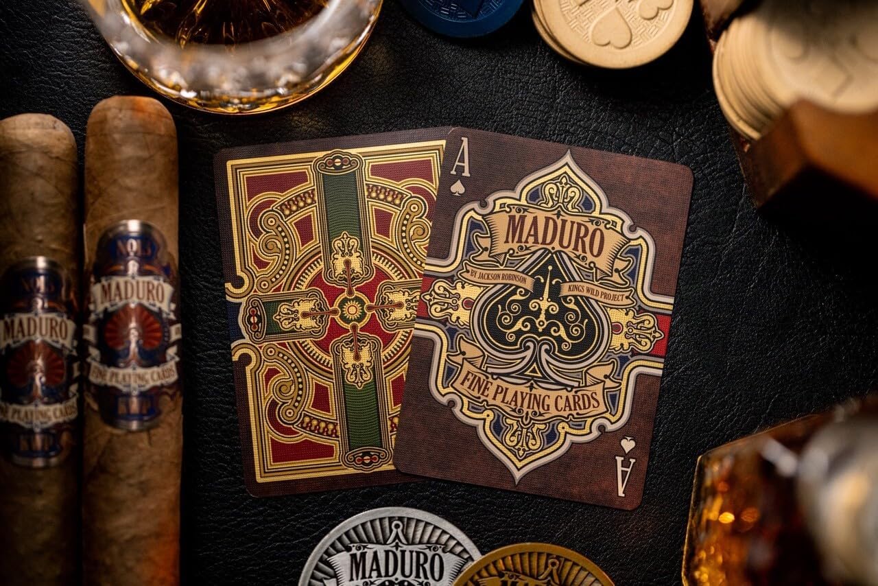 Gold Maduro Playing Cards (2024 Update)- Hand Illustrated Luxury Deck by Jackson Robinson, Kings Wild Project, Adult Collectible Deck, 14+