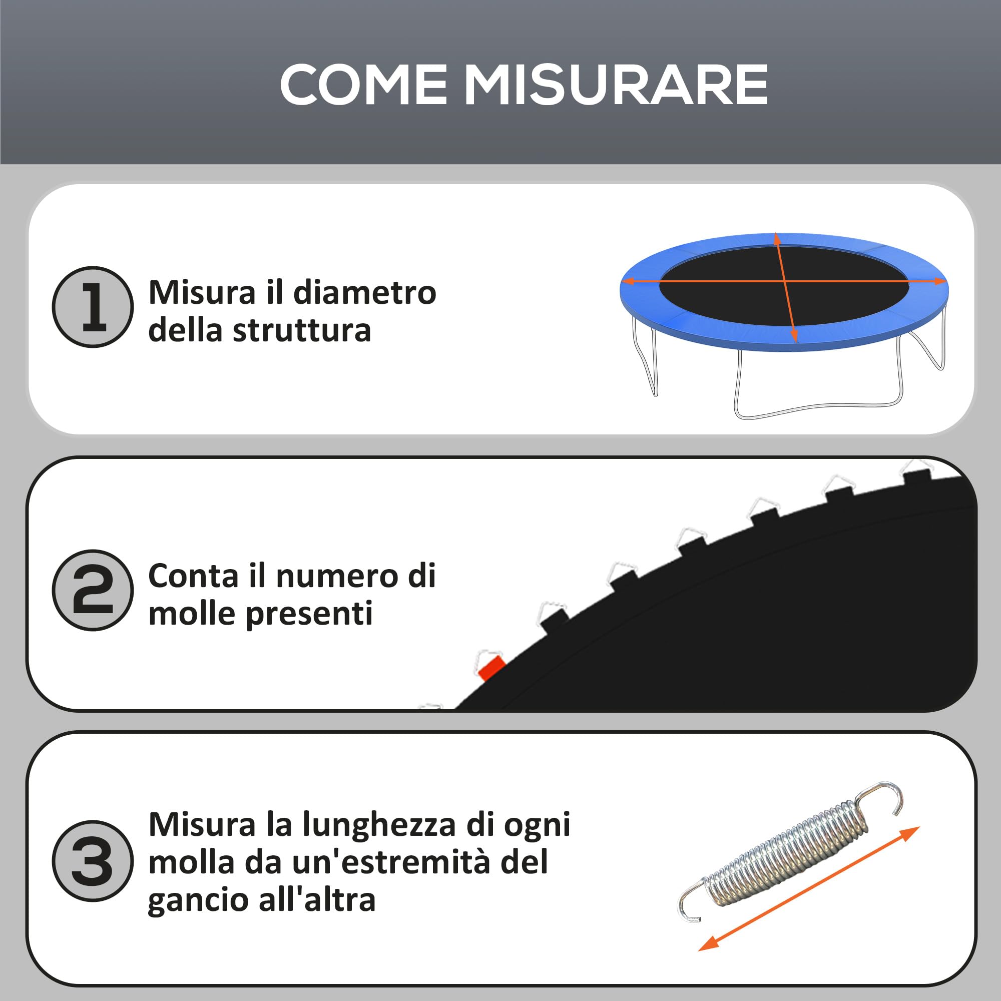 Tappeto Elasticizzato Di Ricambio Per Trampolino 305 Cm - 60 Occhielli, Portata 180 Kg, UV Resistant - 5