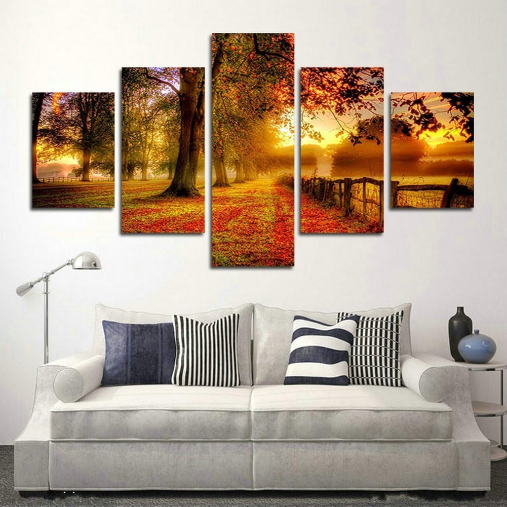 Mobicus Blxecky DIY 5D Diamond Painting Cross Stitch Crafts Kit, 5 Sets of Splicing Paintings. Home Living Room Decoration. Forest