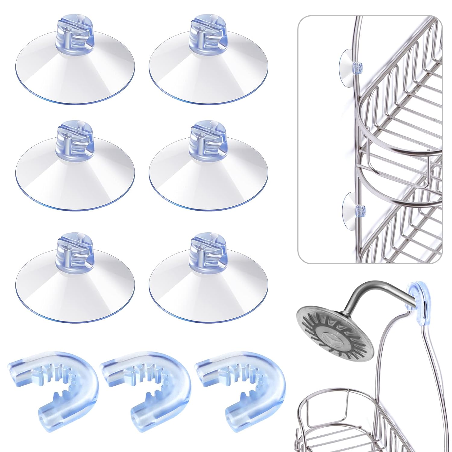 Tondiamo 6 Pieces Bathroom Shower Caddy Connectors Shower Caddie Easy to Attach with 3 Pieces Rubber Rings Bathroom