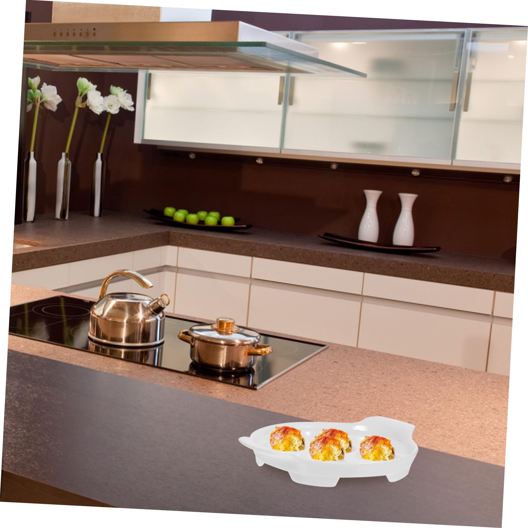 COLLBATH Platos De Cerámica Para Caracoles Con Asas Dobles 7 Pulgadas, Resistente a Altas Temperaturas, Plato Horno Versátil Para Aperitivos, Mariscos y Cenas, Juego 4 Piezas