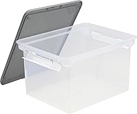 Vista 3 de Storex Portable File Tote with Locking Handles, Letter/Legal Files, 18.5" X 14.25" X 10.88", Clear/Silver