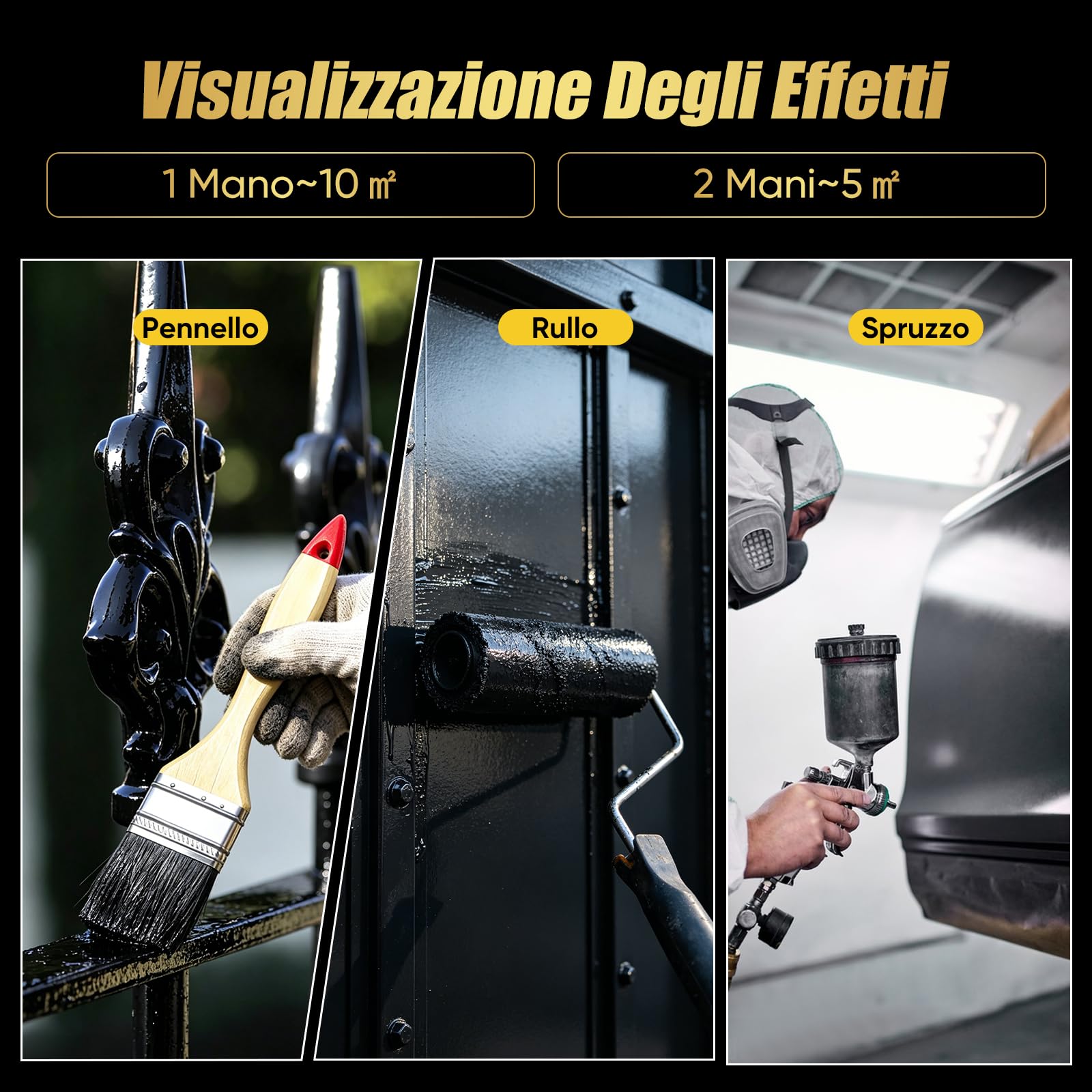2-in-1Nero Convertitore di Ruggine & Convertiruggine,1KG Primer per Metallo,Convertitore di Ruggine Resistente all'Acqua e al Calore,Rivestimento Antiruggine Durevole per Metallo,Auto,Acciaio e Ferro