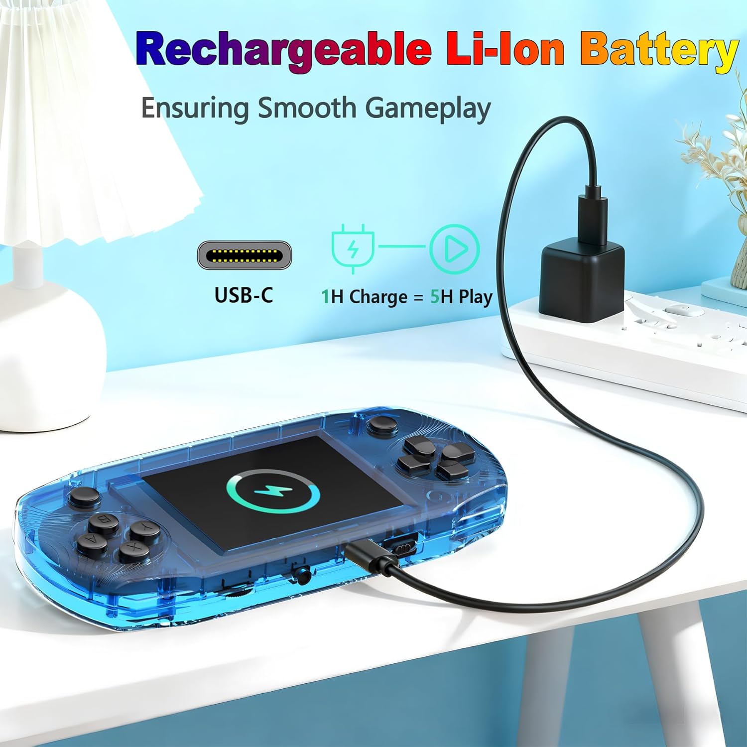 16 Bit Handheld Game Console for Kids Preloaded 100 Retro Video Games, Portable Gaming System Rechargeable Battery 3.2" IPS Screen, Mini Travel Electronic Toy Gifts for Boys Girls (Blue) 6 71B1IZbSZmL. AC SL1500