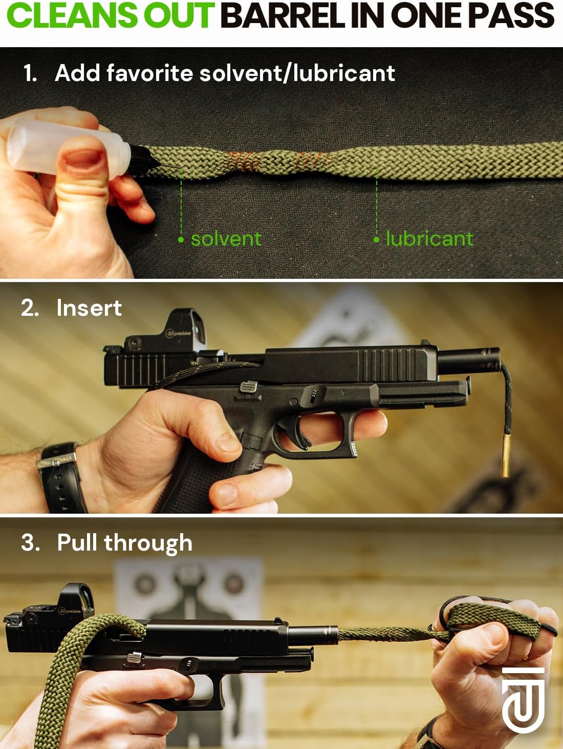 Bore Cleaner Gun Cleaning Kit For 12Ga / 5.56 / 9mm Gun Cleaning Snake, Gun Cleaning Supplies Incl. Gun Cleaning Patches, 6-inch Gun Cleaning Swabs, Gun Brushes, Cleaning Picks, Needle Oil Applicator