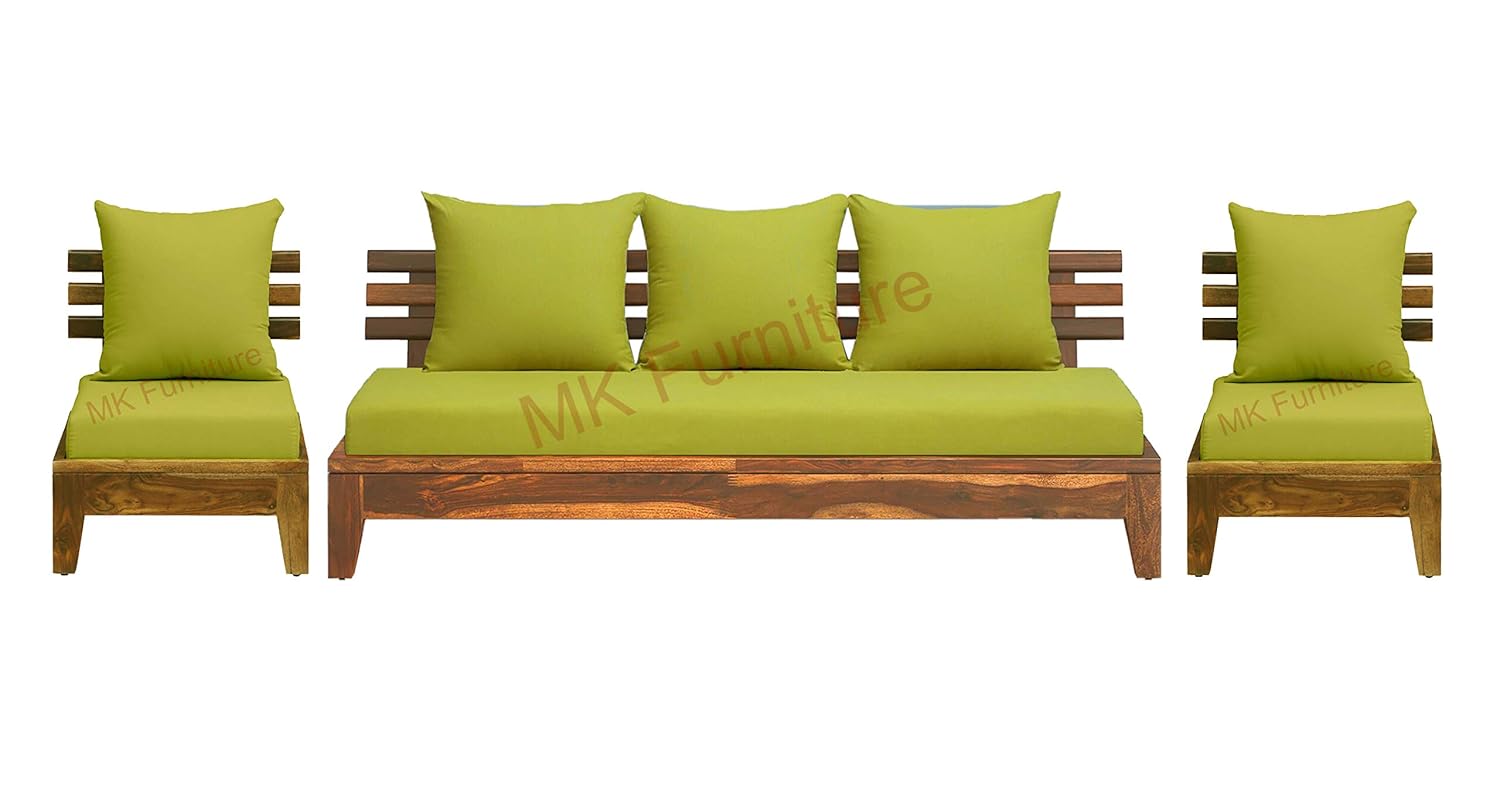 MK Furniture Sheesham Wood 5 Seater 3+1+1 Sofa Set for Living Room with