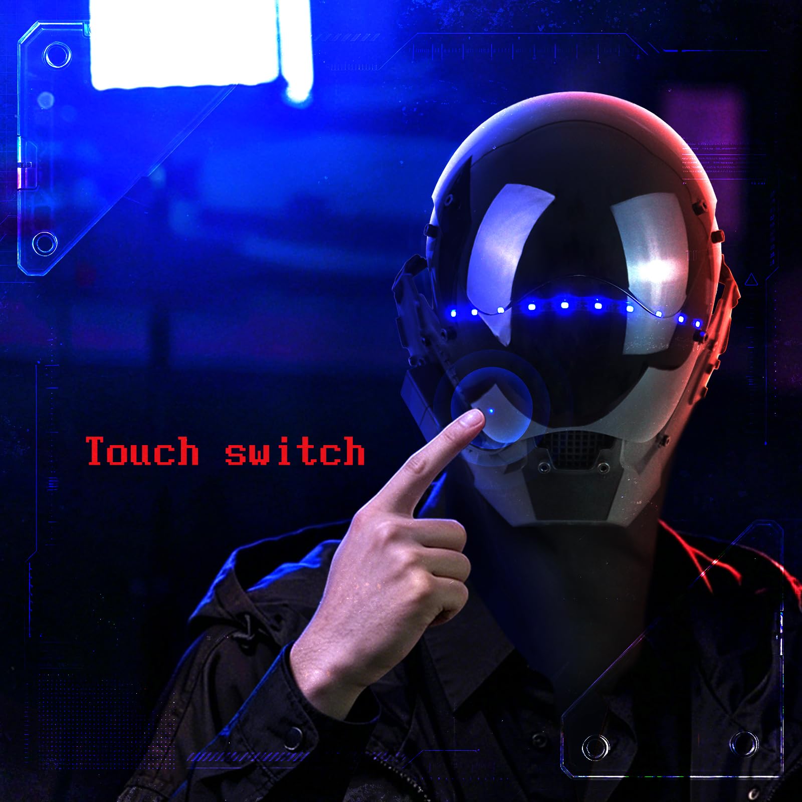 Marikito Masque punk LED tactile | Masque technique pour cosplay et Halloween