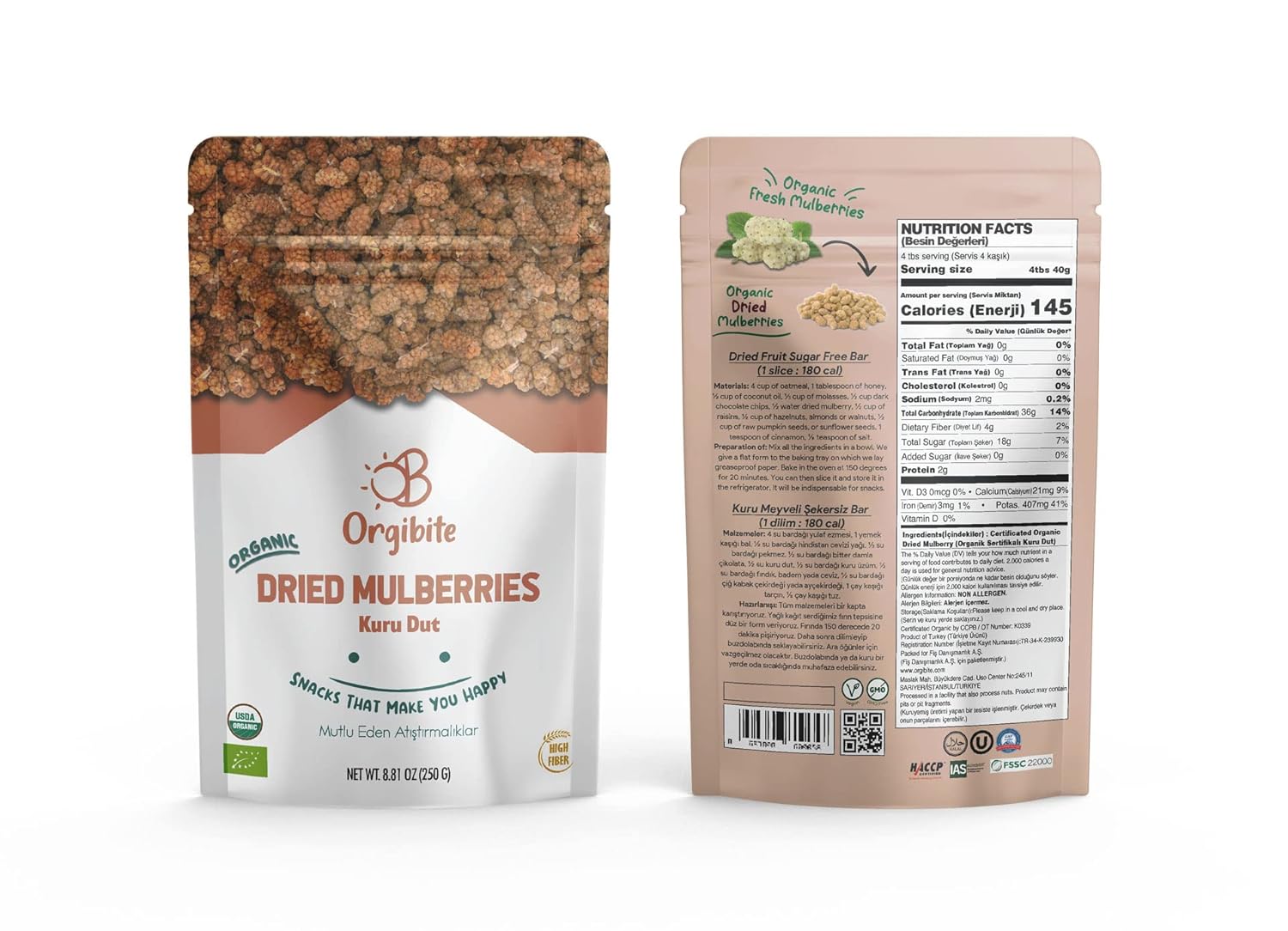 Orgibite Natural Dried Mulberries Organic VitaminRich Dried Fruit Mulberries