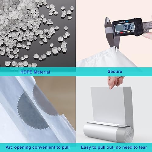 Miniatura 4 de Code H - Bolsas de basura con cordón compatibles con Code H  1.2 mil Bolsas de basura blancas de plástico resistentes de 8-9 galones  30-35 litros