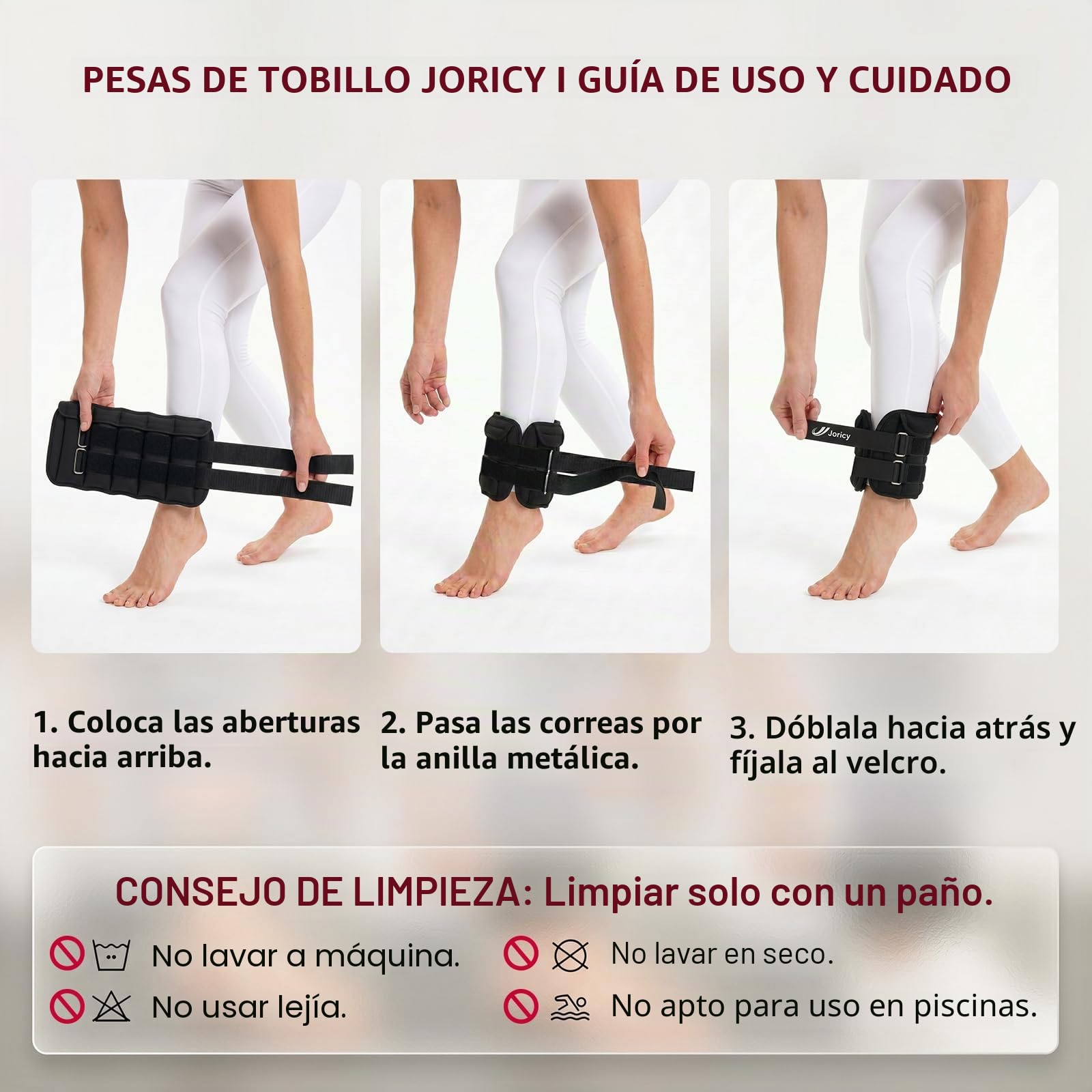 JORICY Peso de Tobillo, Pesas para Tobillos 1 2 3 4 5 6 7 8 10 kg (1 par) Pesas Tobillos de Pesas Ajustable en el Tobillo, Tobilleras con Peso para Ejercicio, Caminar