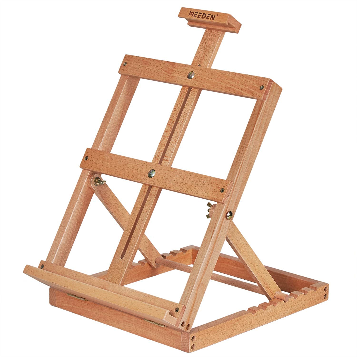 Tabletop Studio H-Frame Hölzerner Staffelei-Massiv-Buchenholz-einstellbare Künstler des Desktops Wood-Staffeltisch for Künstler, Anfänger & Teens-Holds Leinwand-Kunst bis 23"hoch