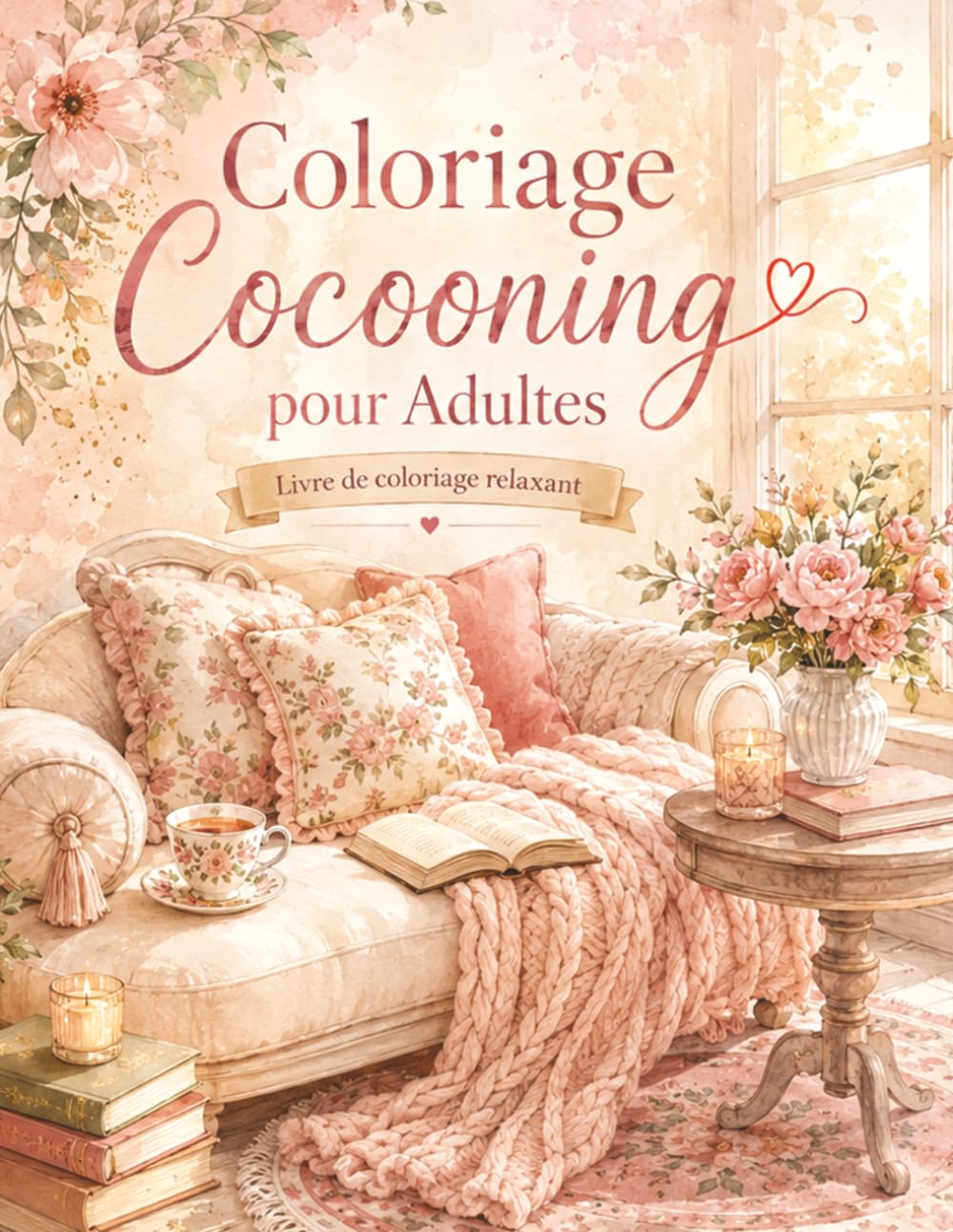 Coloriage Cocooning pour Adultes: Cahier de détente à colorier avec 50 illustrations apaisantes, maison douce, thé, plantes et ambiance bien-être