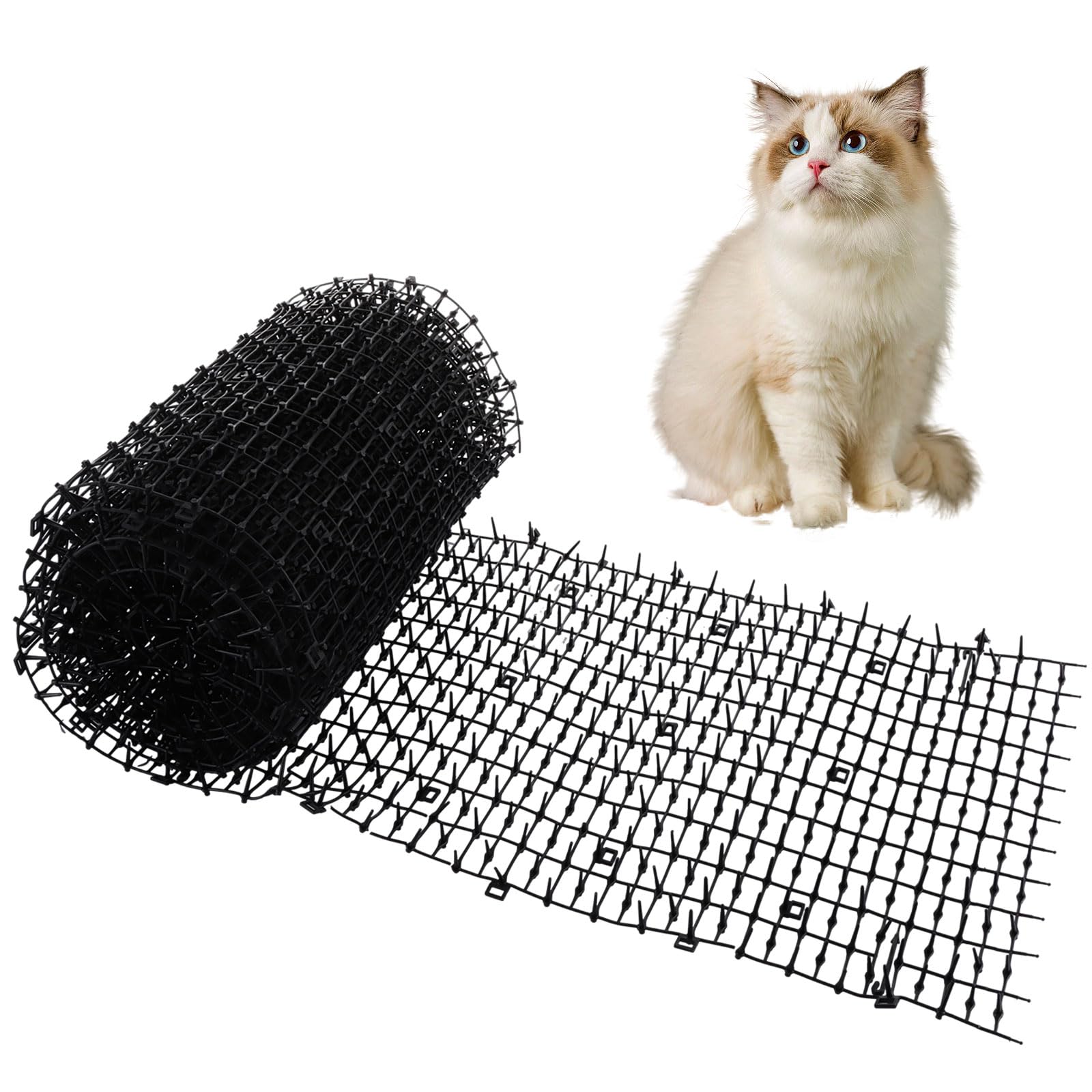 30 x 400 cm nero anti gatto, tappetino repellente per gatti in plastica con punte, rete deterrente per animali domestici, gatti, cani, volpi, protezione per la casa, esterni, giardino, prato