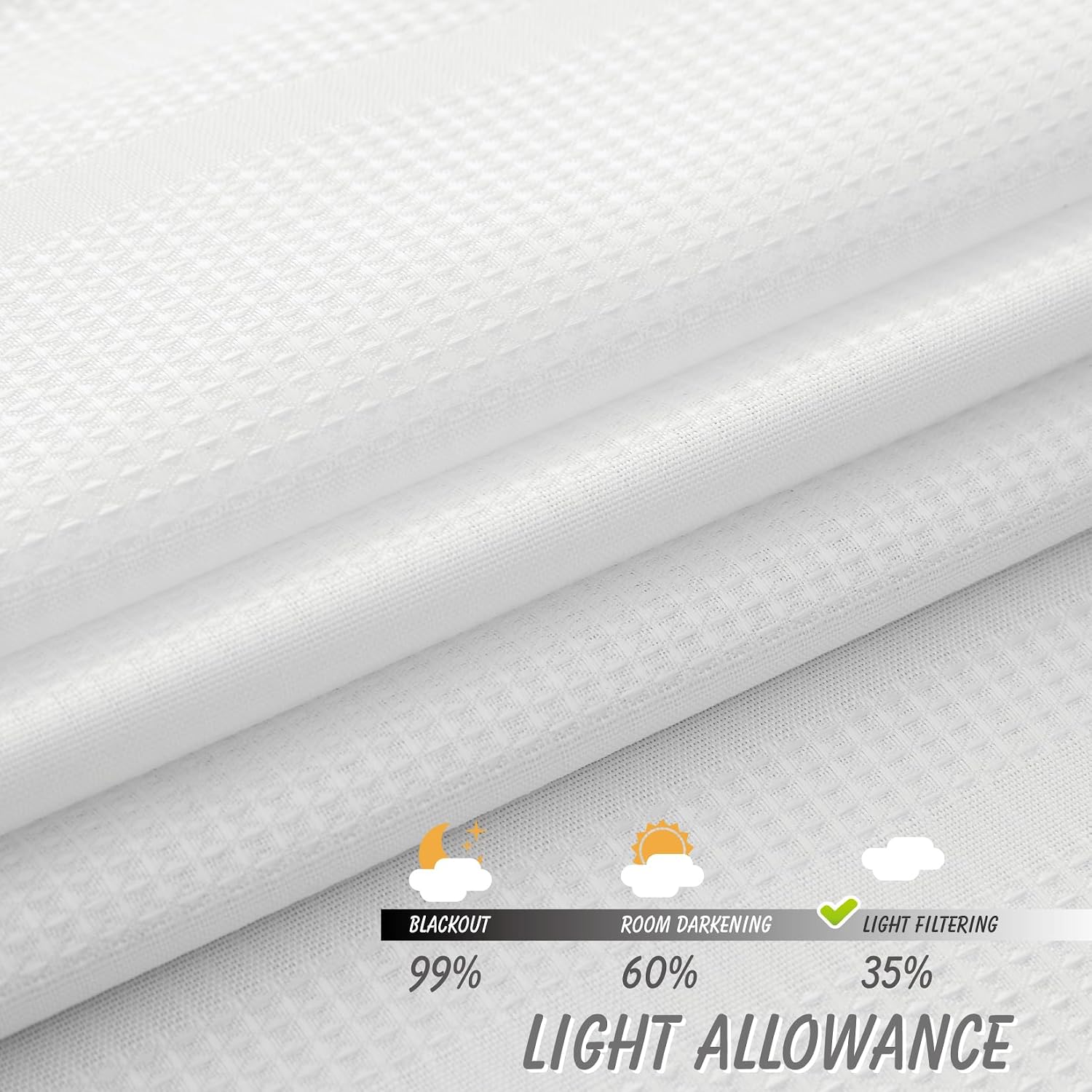 Home Queen White Stripe Waffle Bathroom Window Curtains,30 W x 24 L Inch