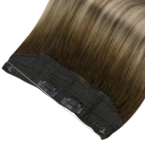 Miniatura 9 de Full Shine - Extensiones de cabello humano de una sola pieza con hilo de nailon transparente e invisible, con diadema oculta, color ombré, para