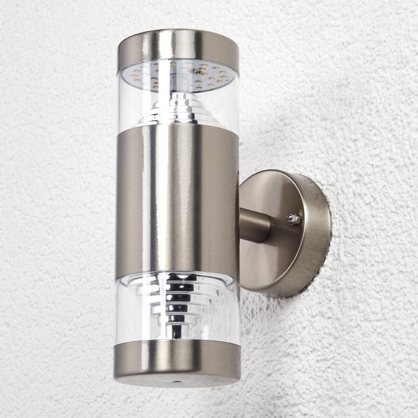 Lindby LED Wandleuchte außen Lanea (spritzwassergeschützt (Modern) in Alu aus Edelstahl, Außenwandleuchten Wandlampe Led Außenlampe Outdoor für Außenwand/Hauswand Haus Terrasse &