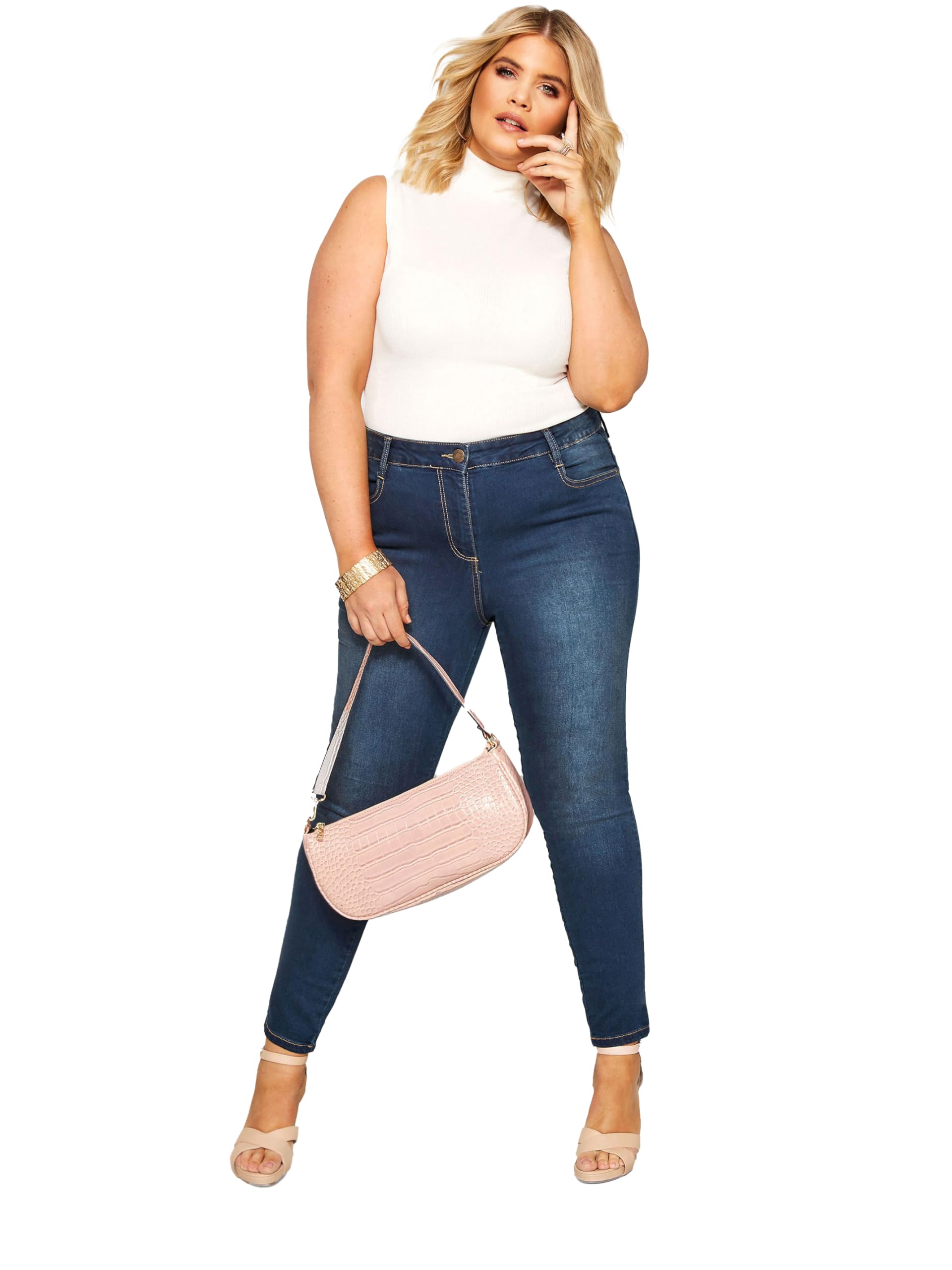 Yours Women's Blue Skinny Ava Jeans In 32R