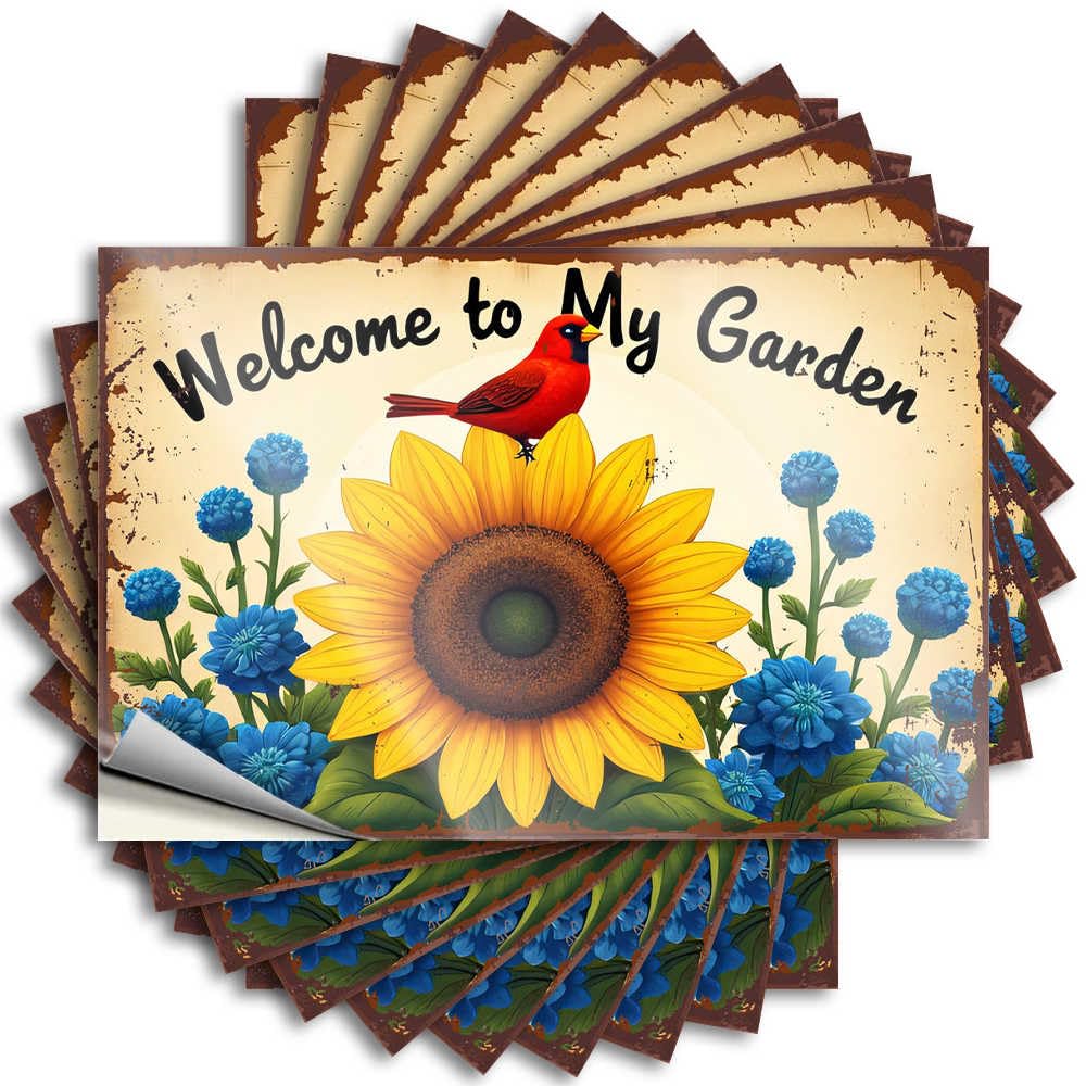 Inspirational, Decal Door Welcome to My Garden: A Vibrant Sunflower Scene | Hunting Roll(6X9CM)