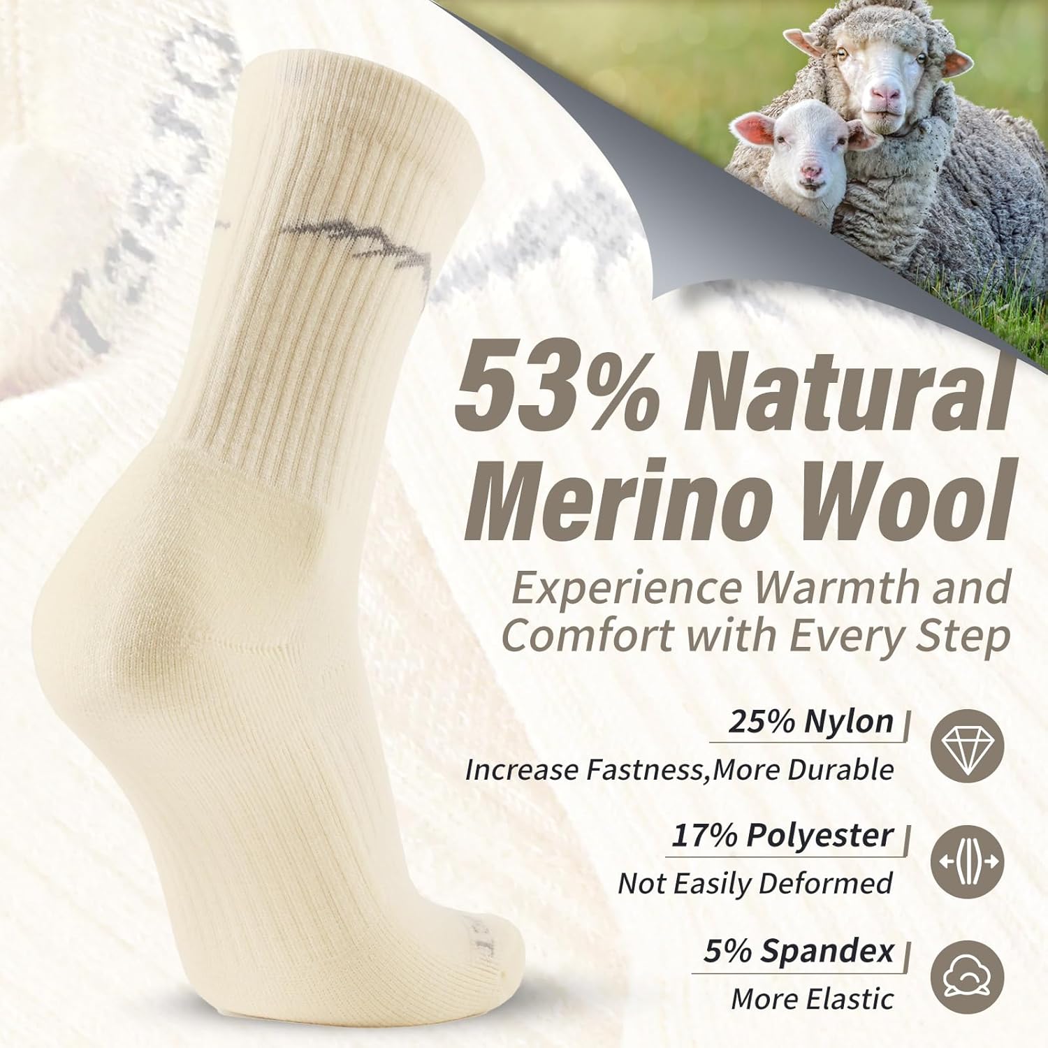 Merino Protect Merino Wool Socks for Women and Men Winter Hiking Hunting Cycling Boot Socks Soft Cushion Warm Casual Thermal - Image 2