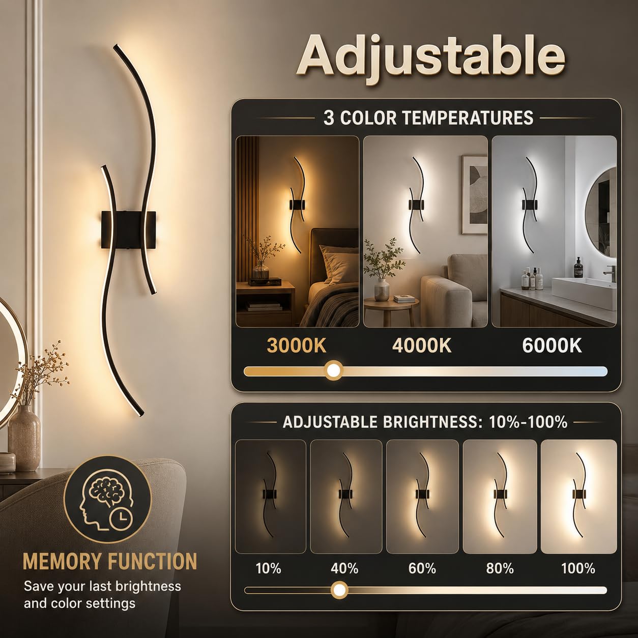 Led Wandleuchte Innen Akku mit Fernbedienung,Wandlampe Schwarz Modern Lampe Wand mit Dimmbar&Timing-Funktionen Kabellose Wandleuchte für Wohnzimmer Schlafzimmer Flur Treppen,2 Stück,100CM