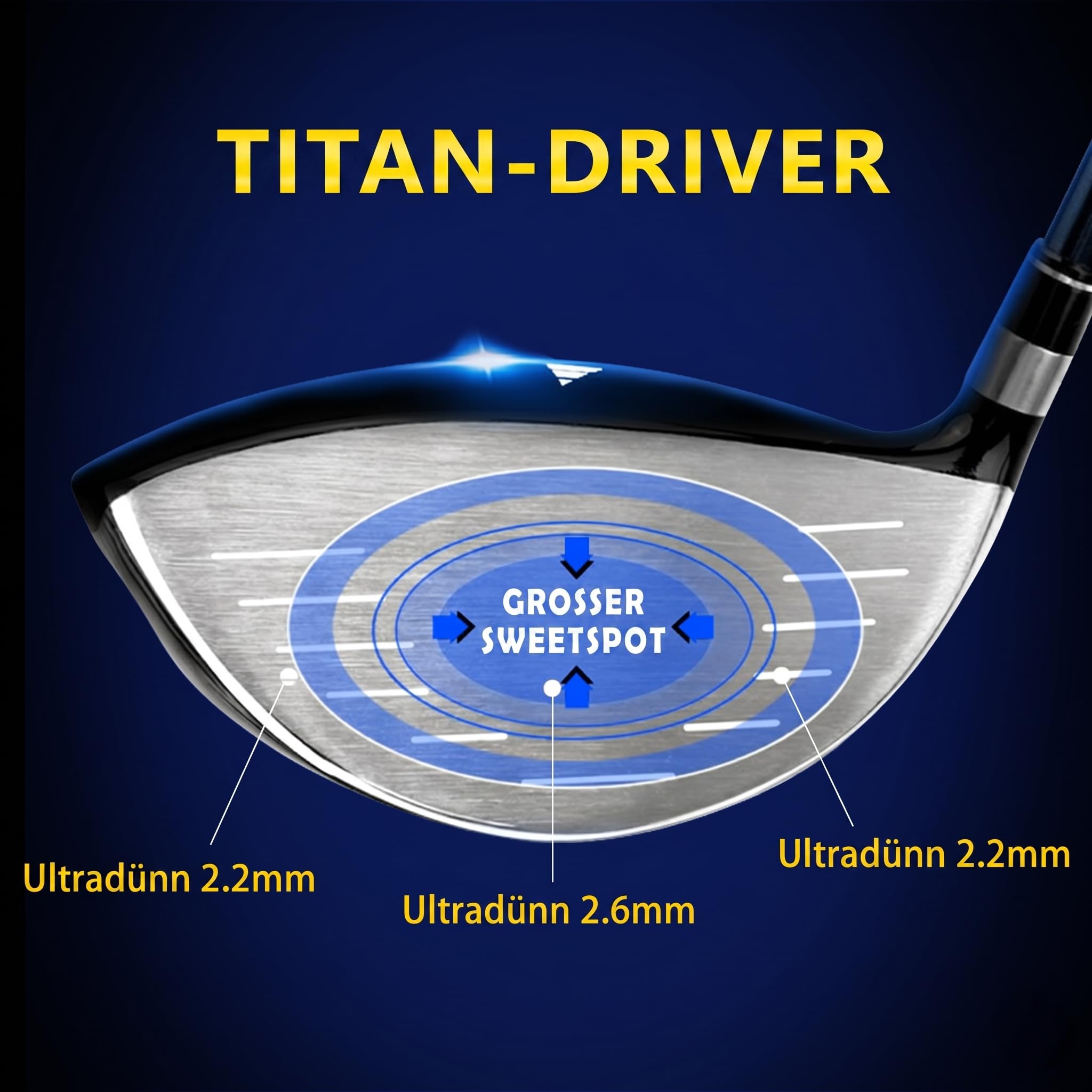 PGM G300 Golf-Einzel-Schläger für Herren, Rechtshänder, Titan-Kopf, High Bounce Driver mit steifem Flex