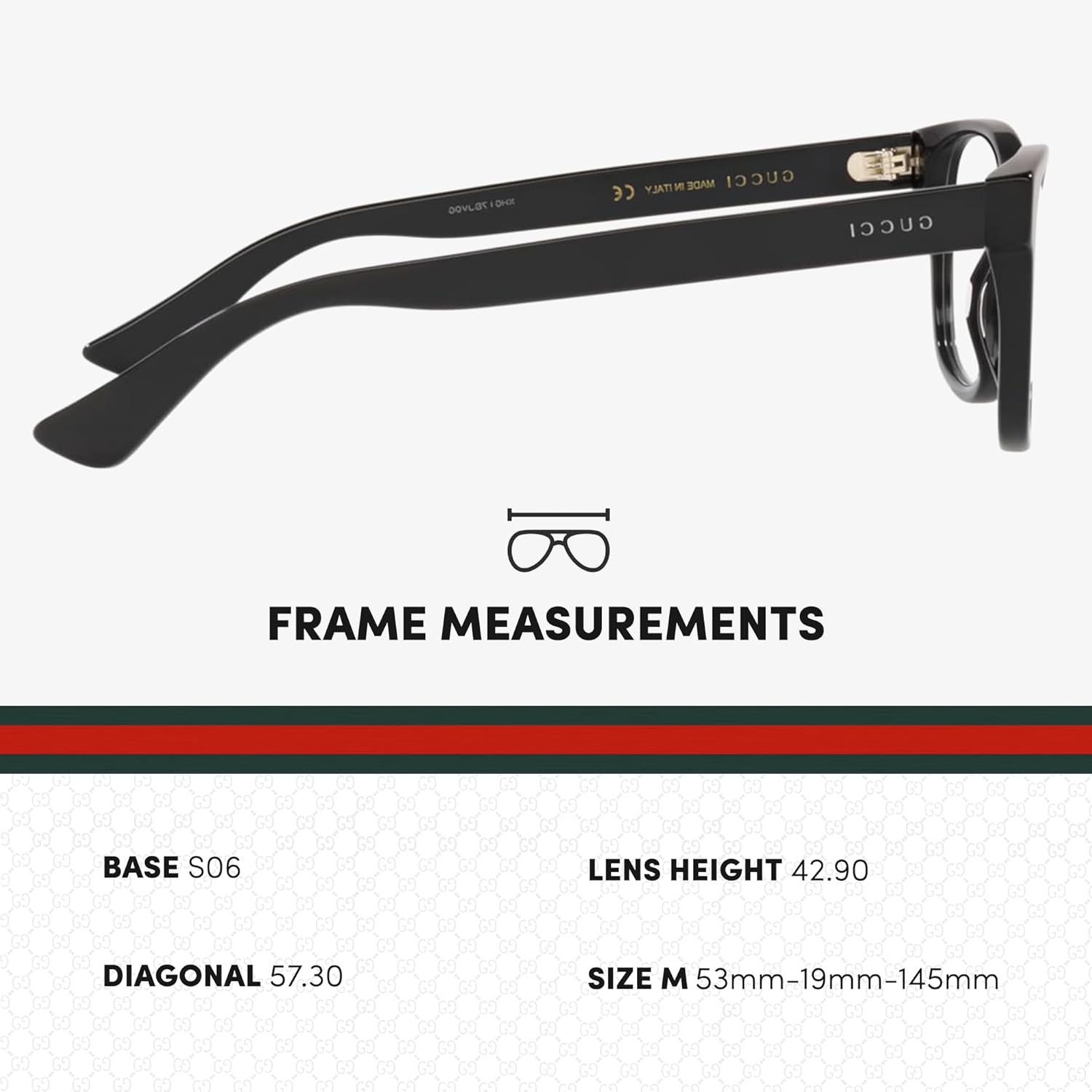 Gucci GG0004ON Squared Shape Eyeglasses + Bundle with eSHADES Luxury Eyewear Kit Black ( 53 Mm ) 53 Millimeters image 5 of 8 B0D96Z75LK