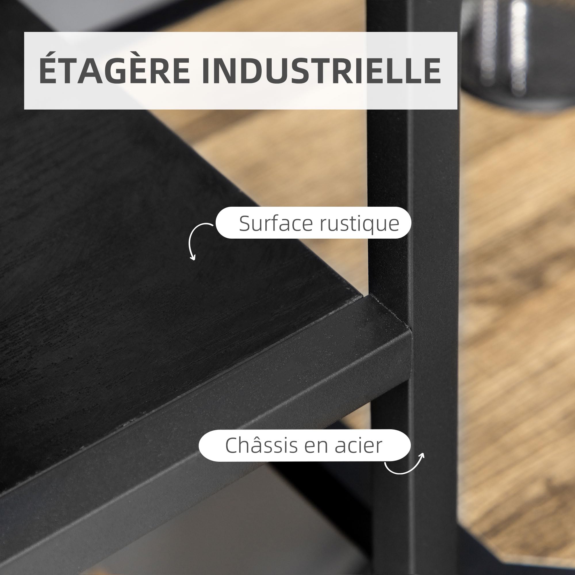HOMCOM Bibliothèque étagère de Rangement à 7 Niveaux Cadre en Acier Style Industriel pour Salon Chambre Cuisine - 83 x 34 x 180 cm