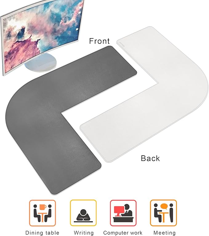 Chihein Escritorio L-Shaped Pad, esquinero Alfombrilla (37.4+49.2) x 12.99 in, Oficina Ratón miniatura 4