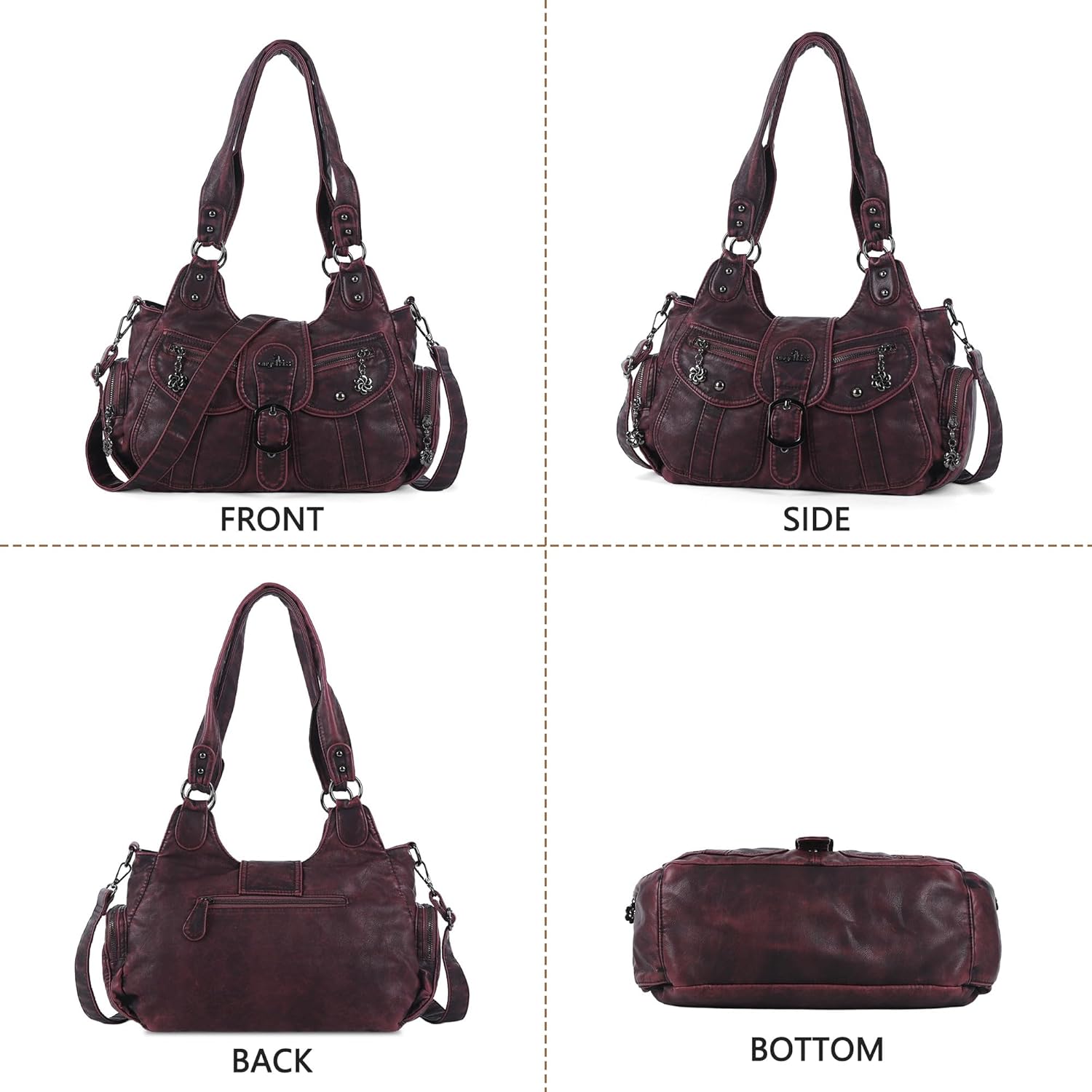 Angel Kiss Hobo Bags for Women Vegan Leather Shoulder Purses and Handbags Ladies Roomy Tote Bags Purse with Crossbody Strap - Image 8