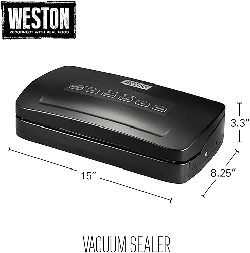 Miniatura 8 de Weston Brands - Máquina selladora al vacío para conservación de alimentos y vacío al vacío, sella bolsas de hasta 11 pulgadas de ancho, 110 vatios,