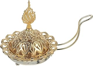 Vintage Arabic Incense Burner, Metal Incense Oud Burner Bakhoor Burner Arabian Incense Diffuser Frankincense Cone Charcoal Burner - Stove Cover and Stove Bowl - Home Decoration Incense Burner Gold