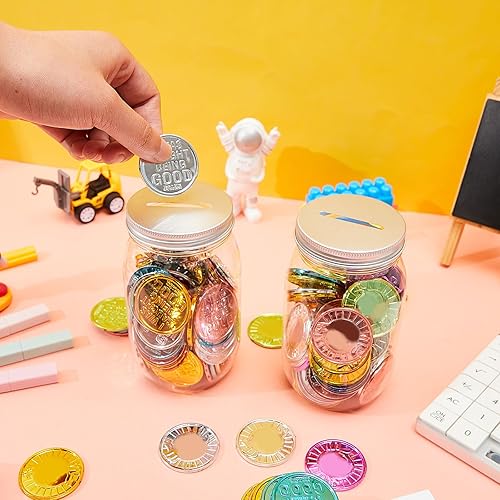 Miniatura 7 de Roowest Tarros de monedas de 24 Cs para fichas de comportamiento, tarros de recompensa de plástico a granel para niños, fichas, aula, gestión del