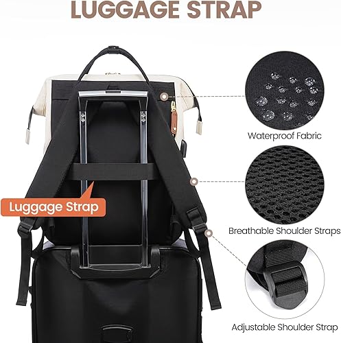 Miniatura 10 de LOVEVOOK - Mochila para laptop para mujer, mochila de trabajo de 15.6 pulgadas, con puerto USB, bolso de mano grande para doctoras, enfermeras y