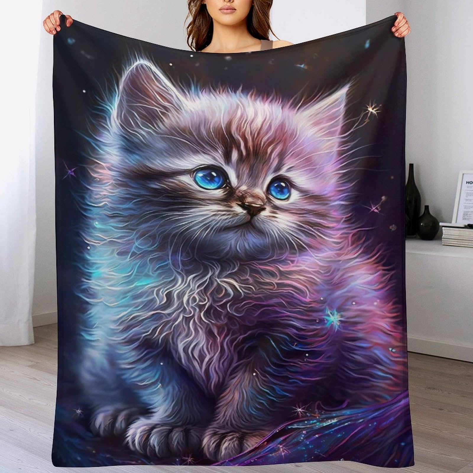 Couverture polaire chat ultra moelleuse anti-froid pour canapé