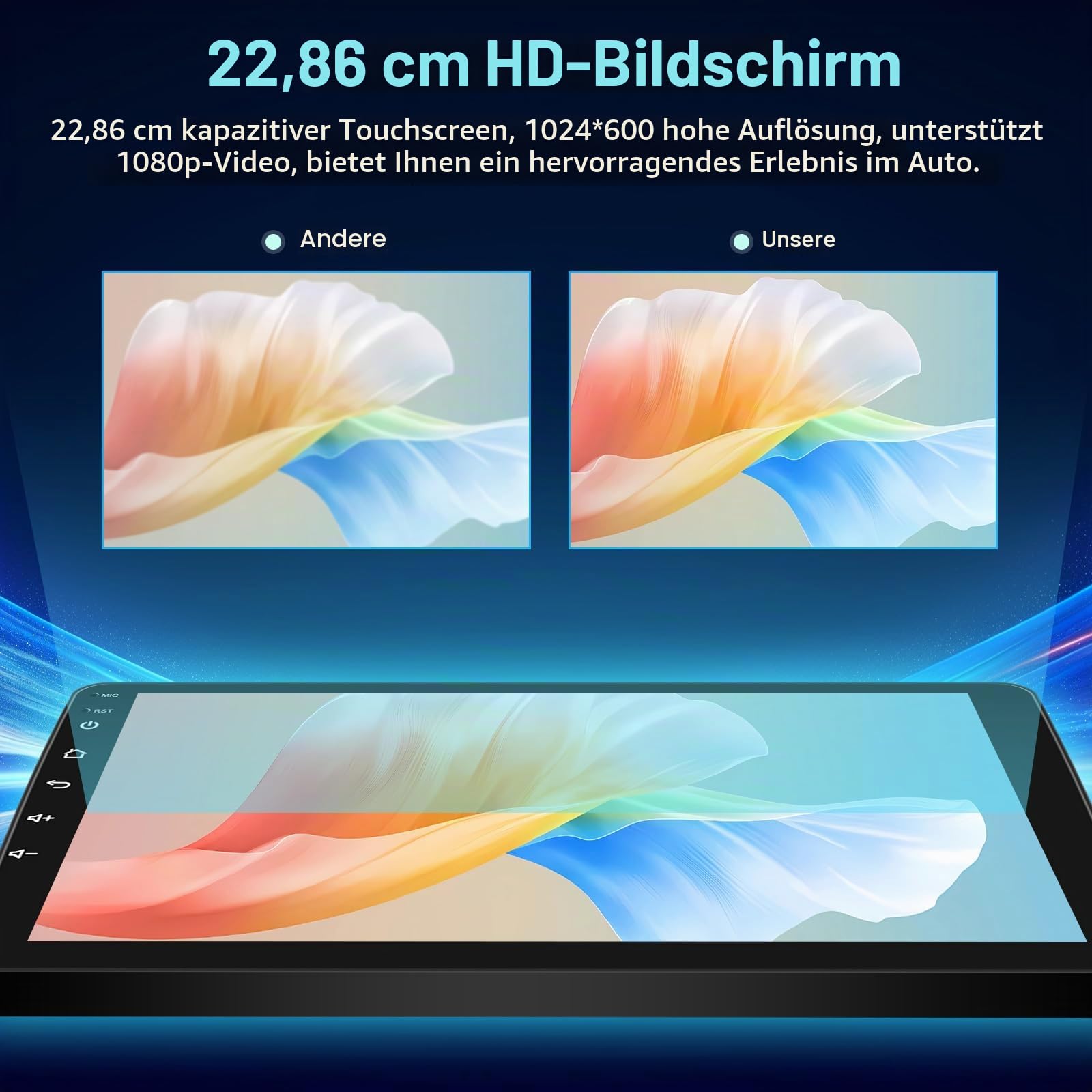 Android Autoradio für Volkswagen VW Polo 2008–2020, 9-Zoll Touchscreen Display 2+64G, Wireless CarPlay Android Auto, GPS WiFi, DSP, FM RDS Radio, Bluetooth, USB + Rückfahrkamera