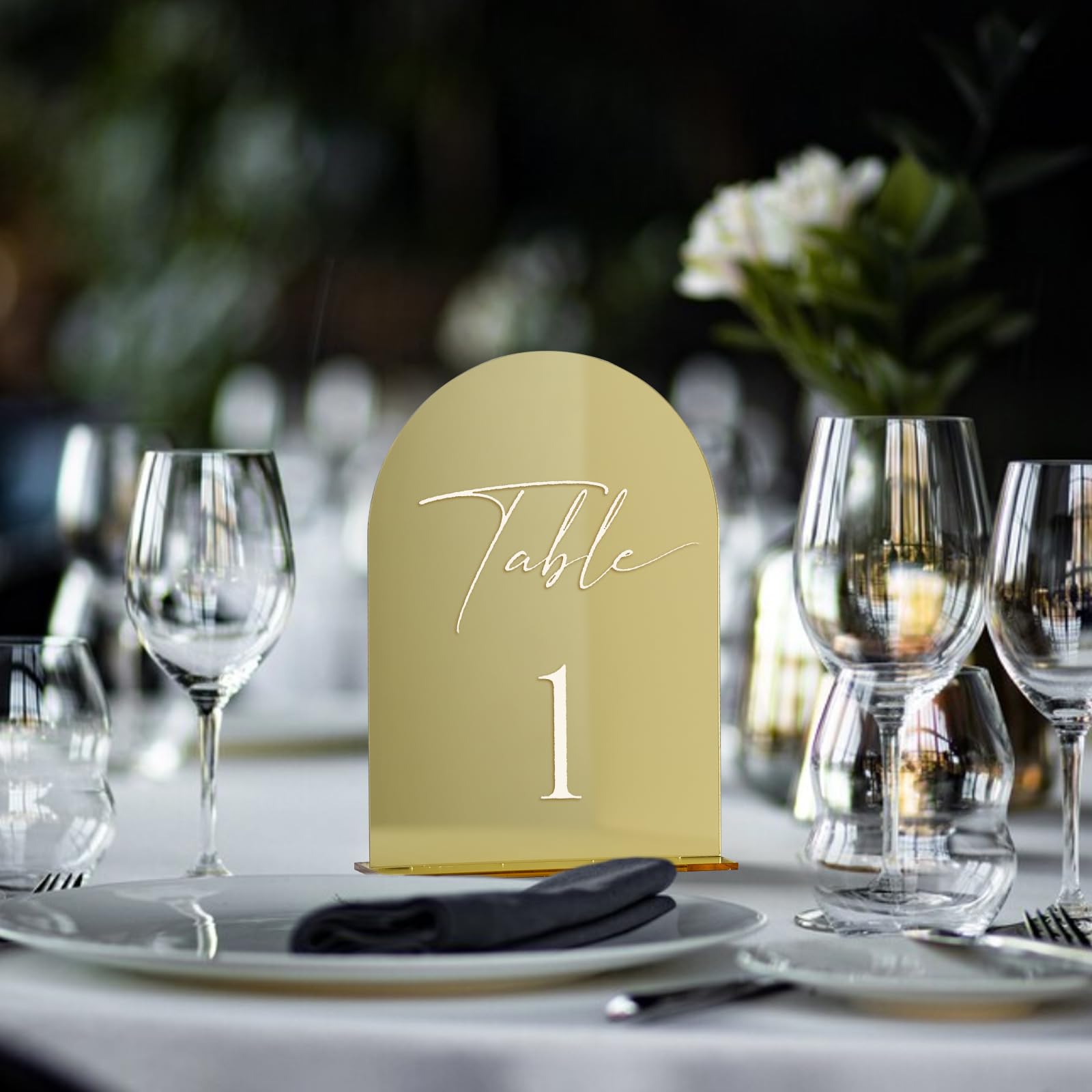 20 Tarjetas De Lugar Acrílicas Espejo Dorado, 8.9x4.4 Cm, Para Mesas De Boda Y Eventos