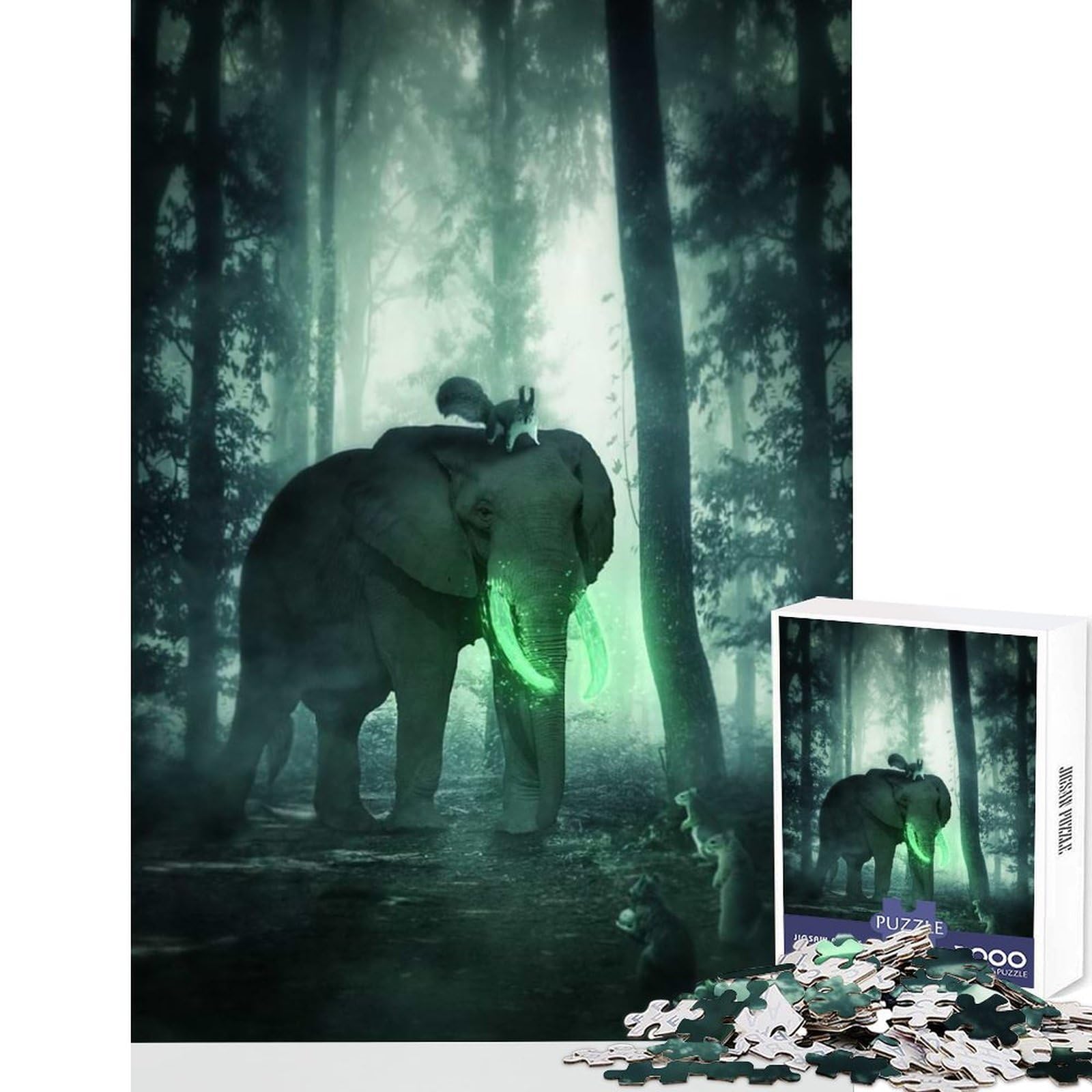 Magical Elephant Jigsaw Puzzle1000 Pieces Think Boost Game Neat Cut Perfect Alignment Delightful Pastime for Lazy Afternoons 38x26cm