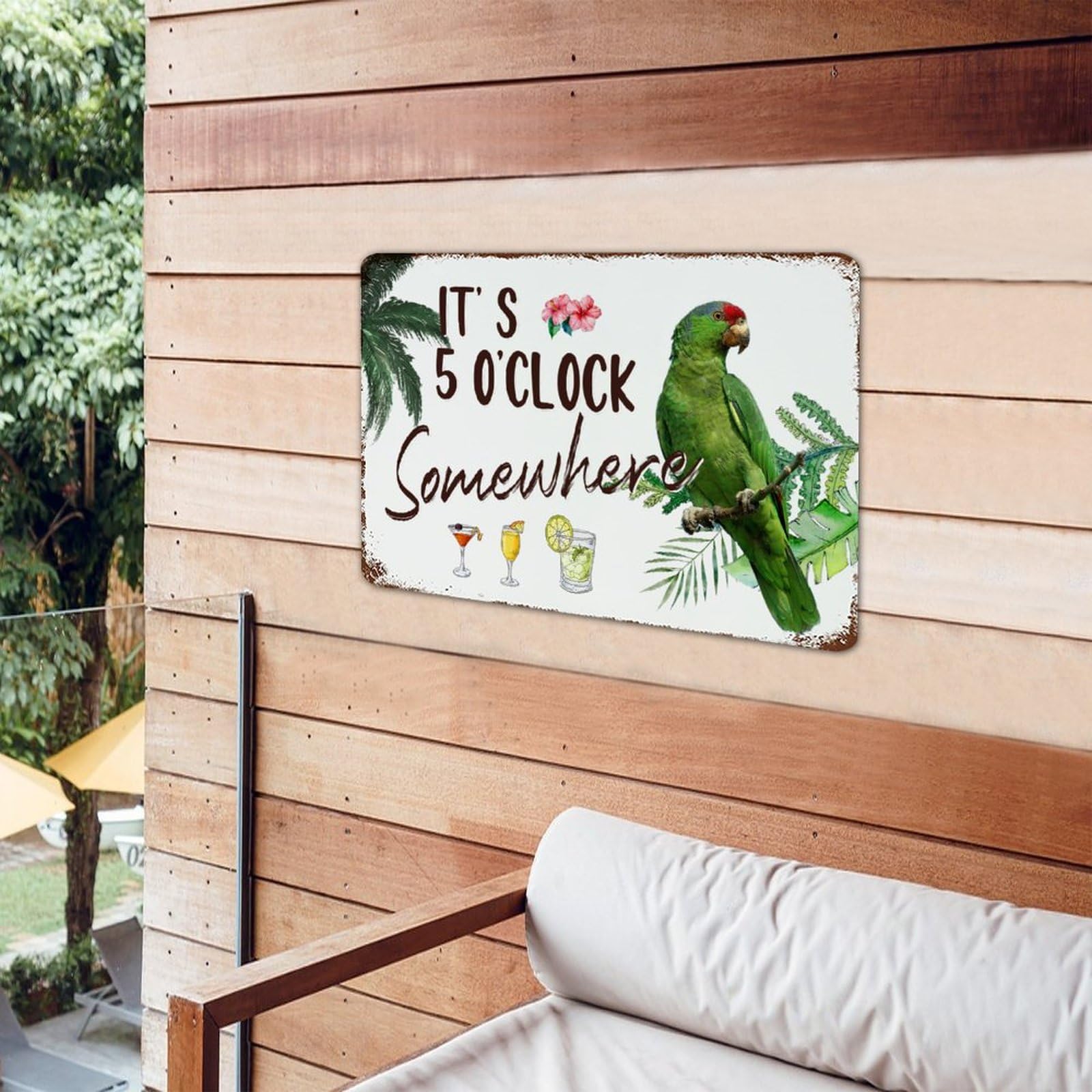 2 Targhe In Latta Vintage ZALHIN 'ITS 5 O'CLOCK SOMEWHERE' – 10x40 Cm – Decorazione Da Parete Retrò Per Bar, Cucina, Taverna – Metal Sign