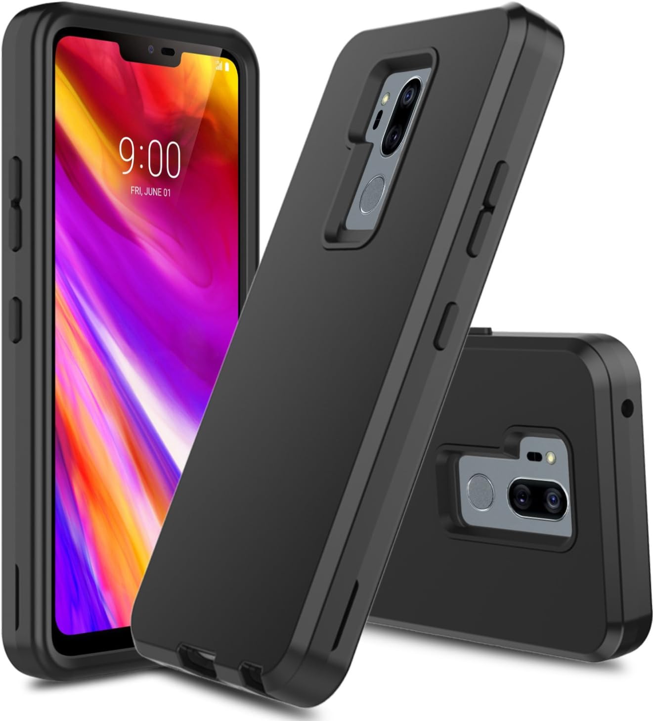 Innens Compatible LG G7 Case, LG G7 ThinQ Case, 3 in 1 Hybrid Heavy Duty Shockproof Armor with Rugged Hard PC and TPU Bumper Protective Cover Case Compatible LG G7 ThinQ (2018) (Black)