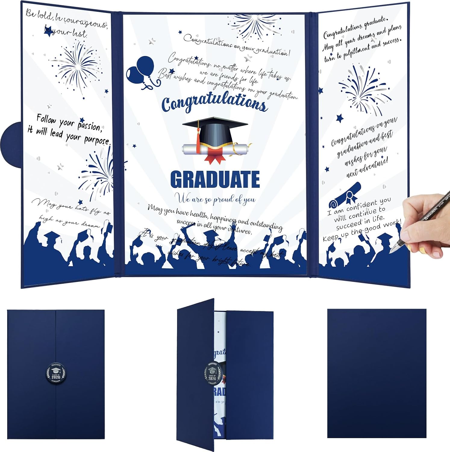 Graduation Guest Book, Blue Class of 2026 Graduate Party Decorations, Graduation Congrats Signature Book Party Supplies, 2026 Grad Party Gifts for High School & College Celebrations