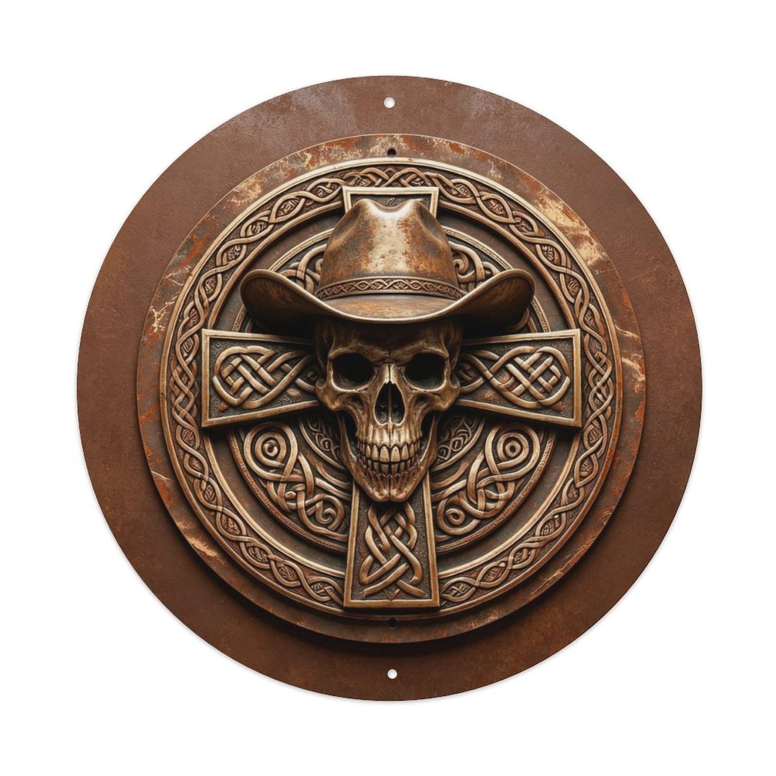 Lvalogy Style Cowboy Skull With Hat Western Biker Metal Tin Sign Plaque