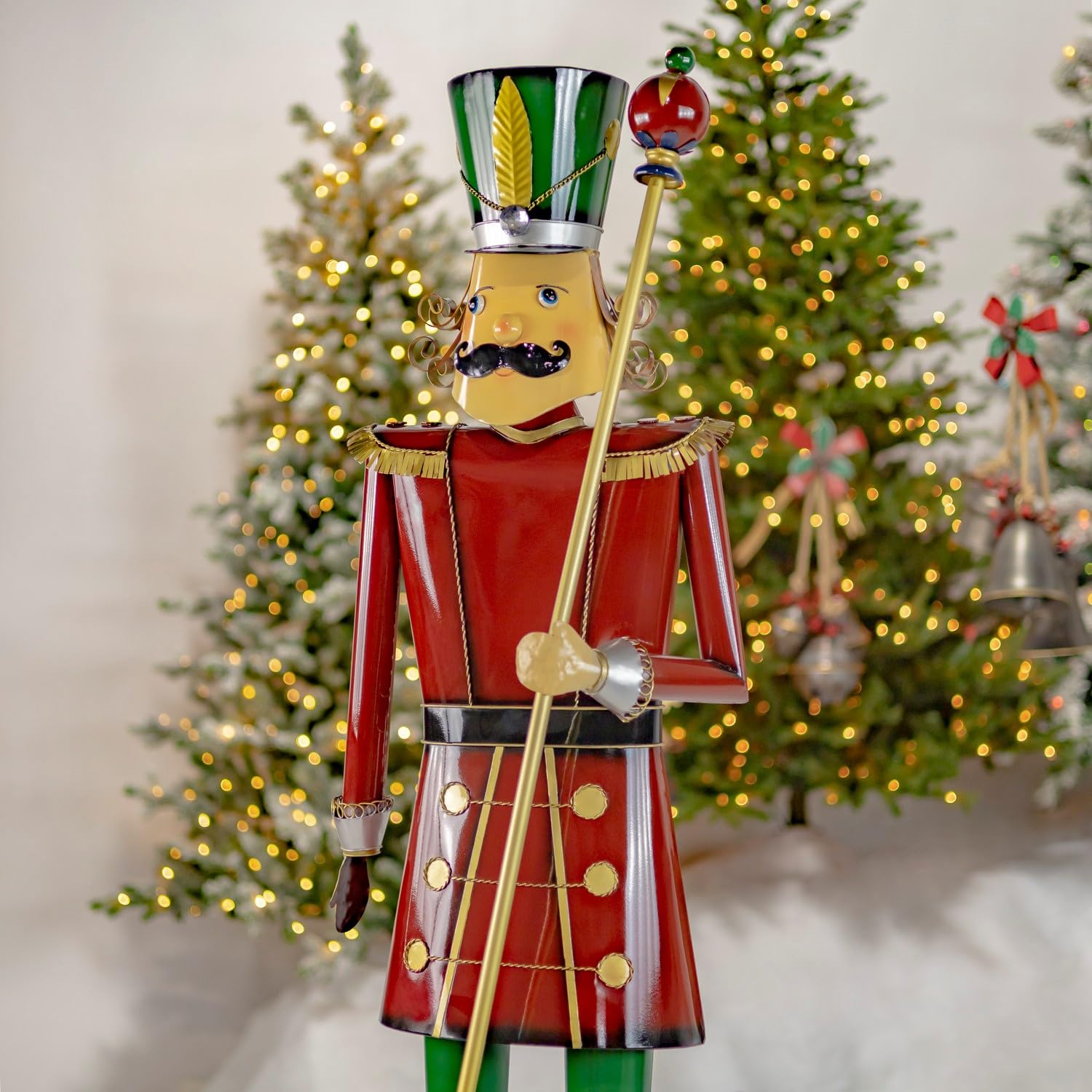 Zaer Ltd. 5ft Tall Metal Christmas Holiday Nutcrackers Soldiers (Red Conductor Henry)