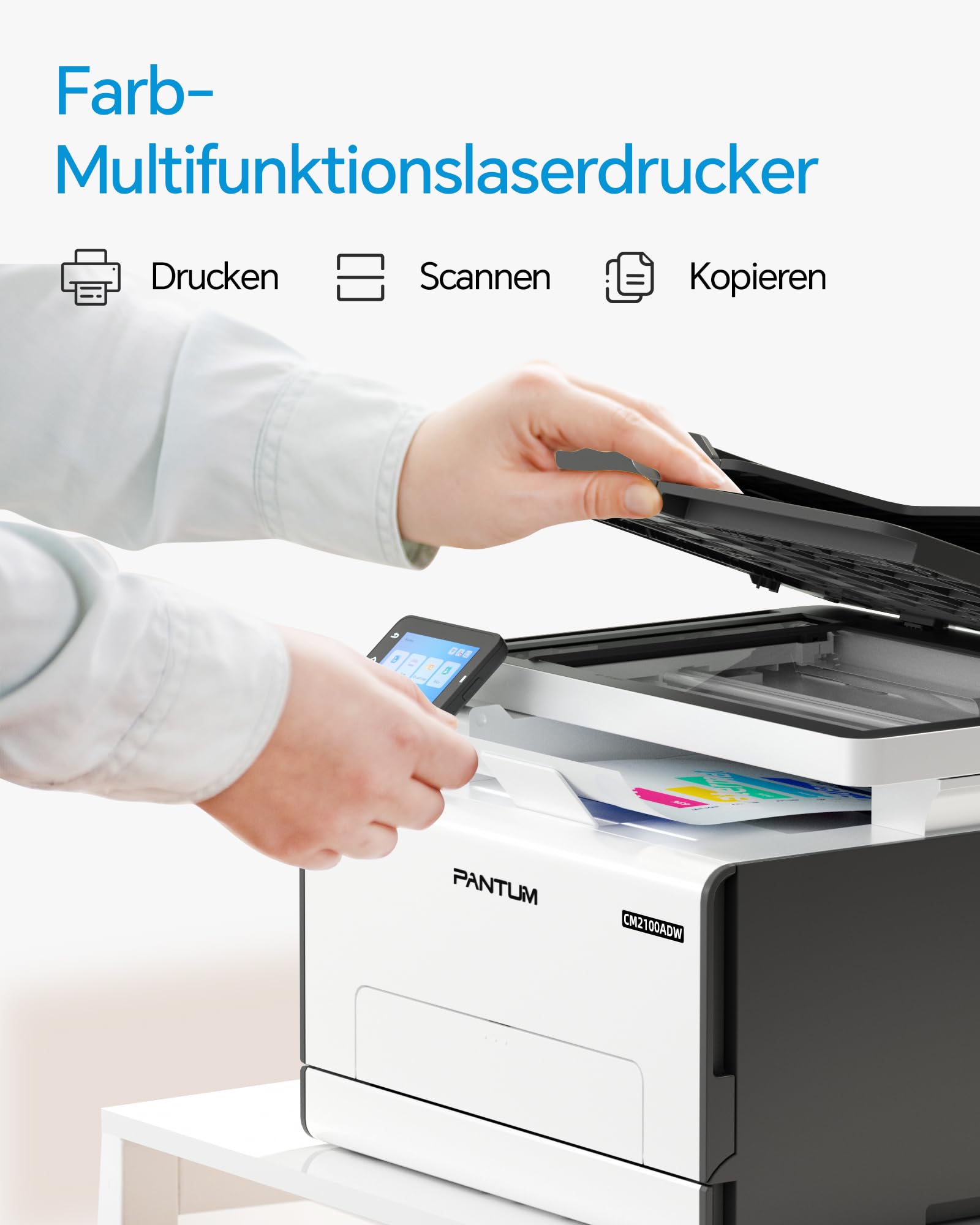 PANTUM CM2100ADW Farblaserdrucker Multifunktionsgerät, Drucker Scanner Kopierer 3in1 mit ADF, WLAN, Ethernet, USB, Automatischer Duplexdruck, 20ppm (Upgrade-Version)