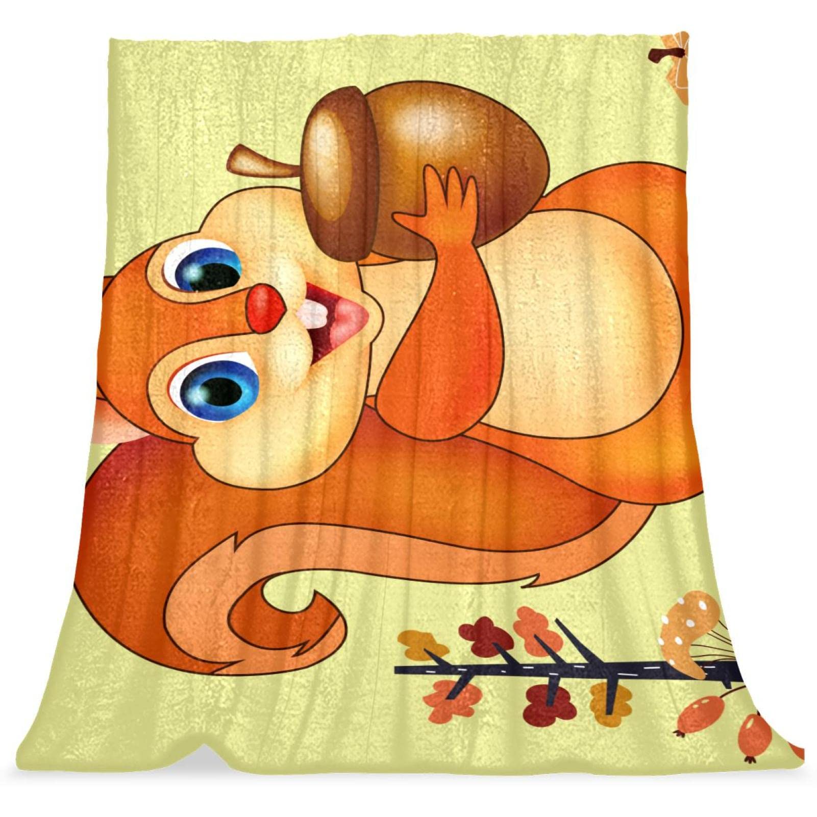 Couvre-lit dessin animé animal et pomme de pin doux pour lit enfant