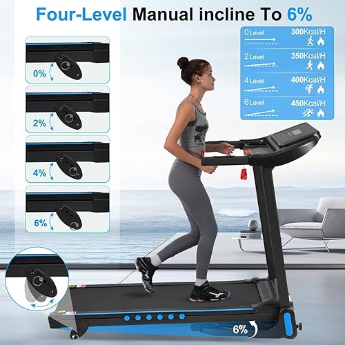Miniatura 4 de Merax Cintas de correr para el hogar, caminadora plegable eléctrica con inclinación portátil, capacidad de 300 libras para oficina en casa, espacio